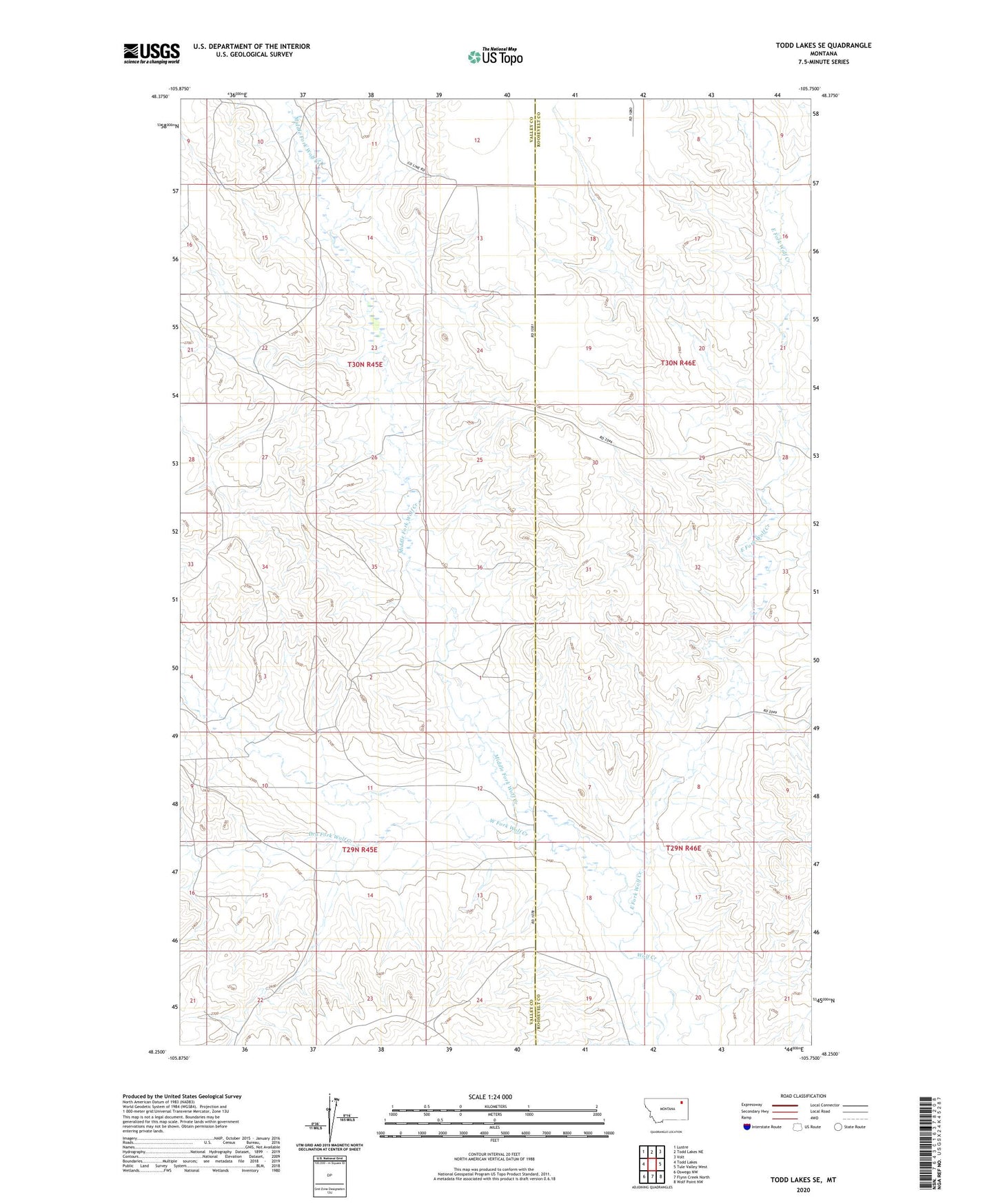 Todd Lakes SE Montana US Topo Map Image