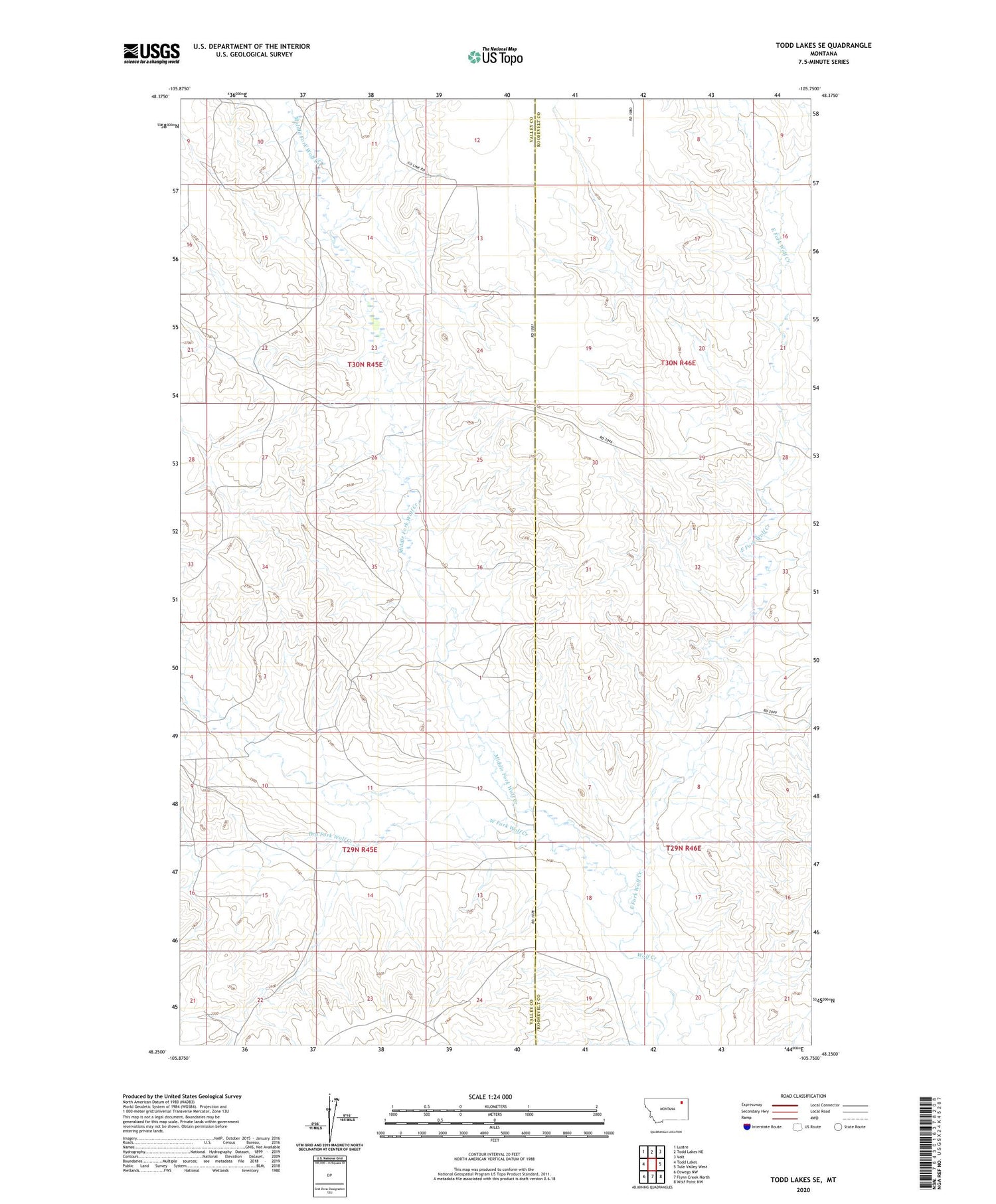 Todd Lakes SE Montana US Topo Map Image