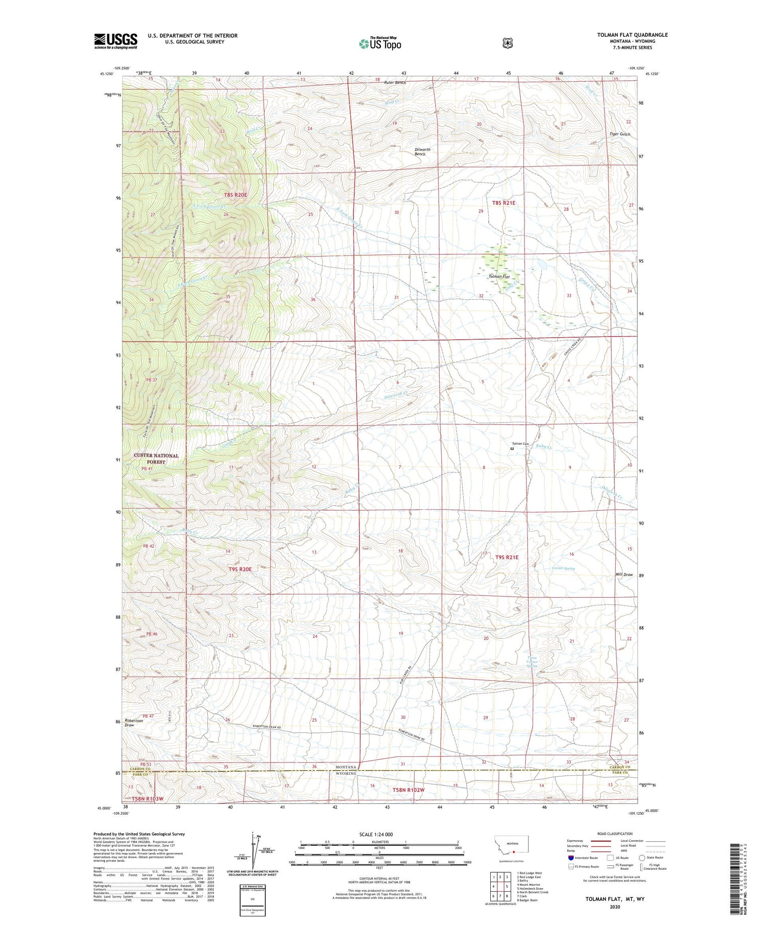 Tolman Flat Montana US Topo Map Image