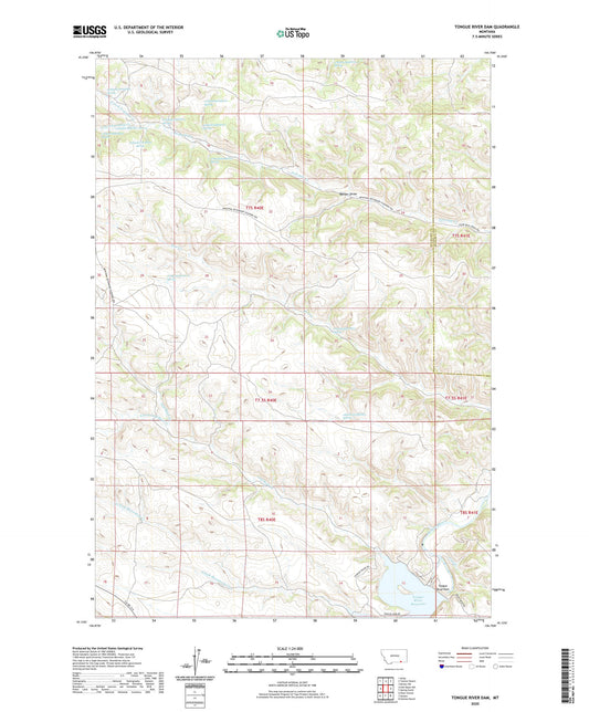 Tongue River Dam Montana US Topo Map Image