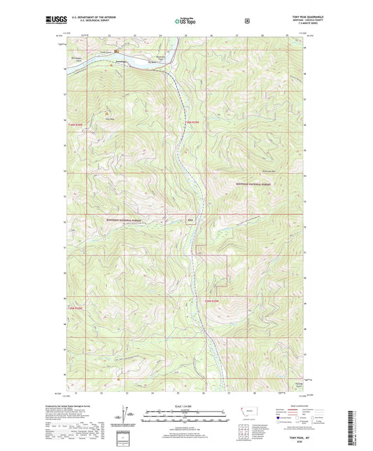 Tony Peak Montana US Topo Map Image