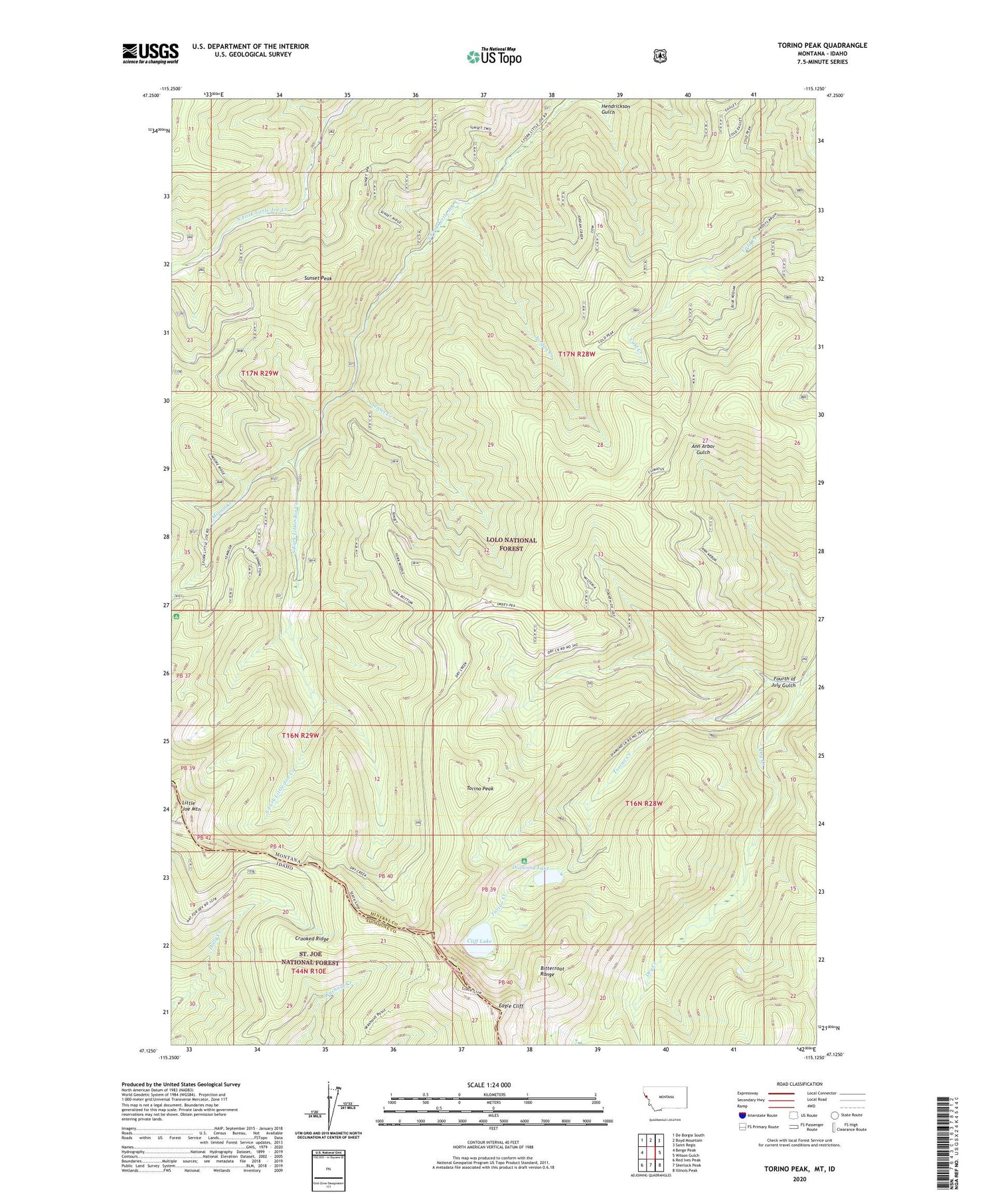 Torino Peak Montana US Topo Map Image