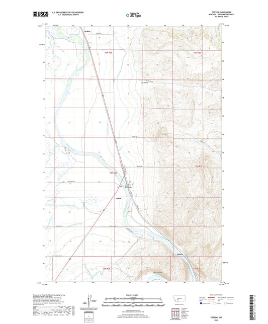 Toston Montana US Topo Map Image