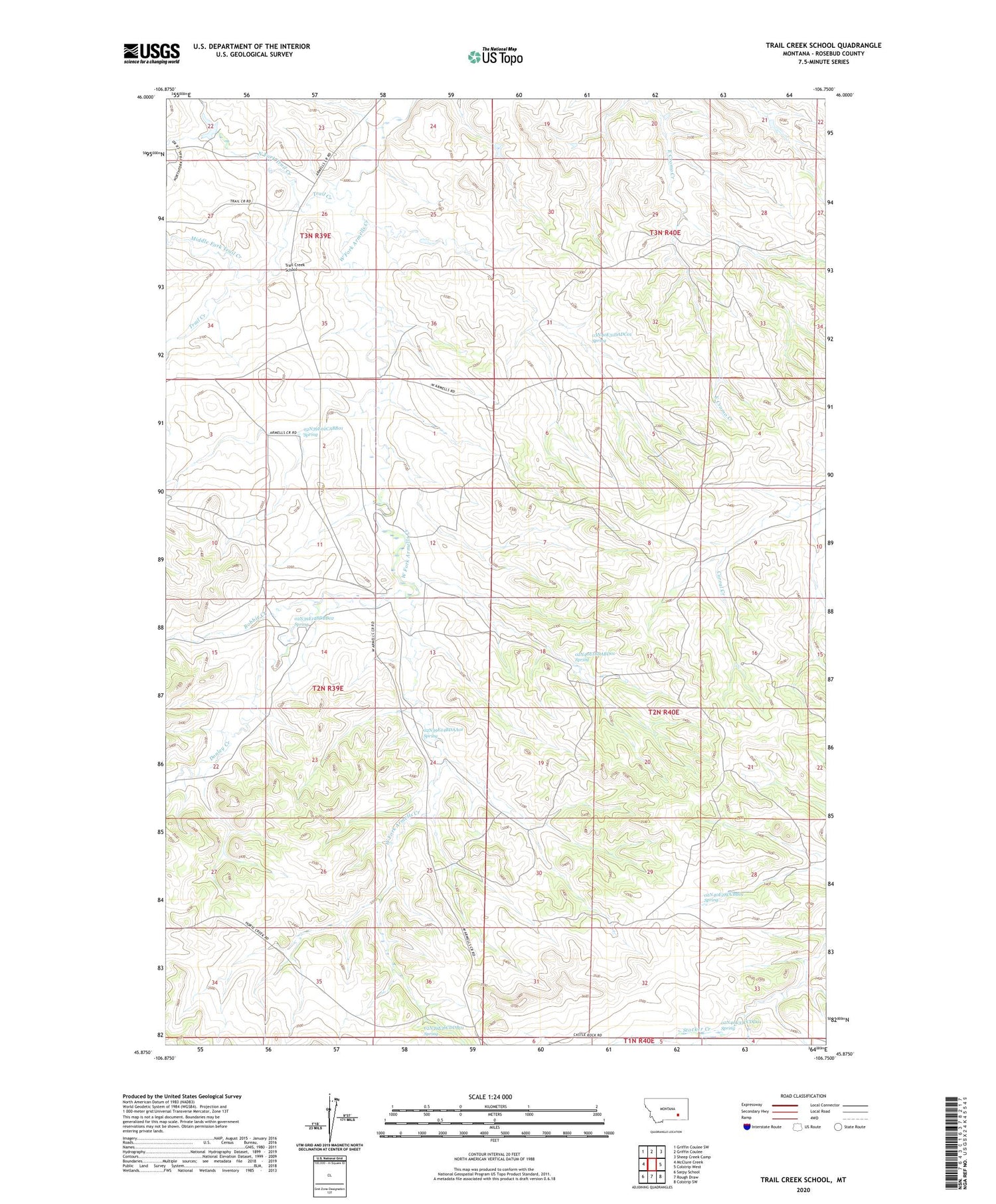 Trail Creek School Montana US Topo Map Image