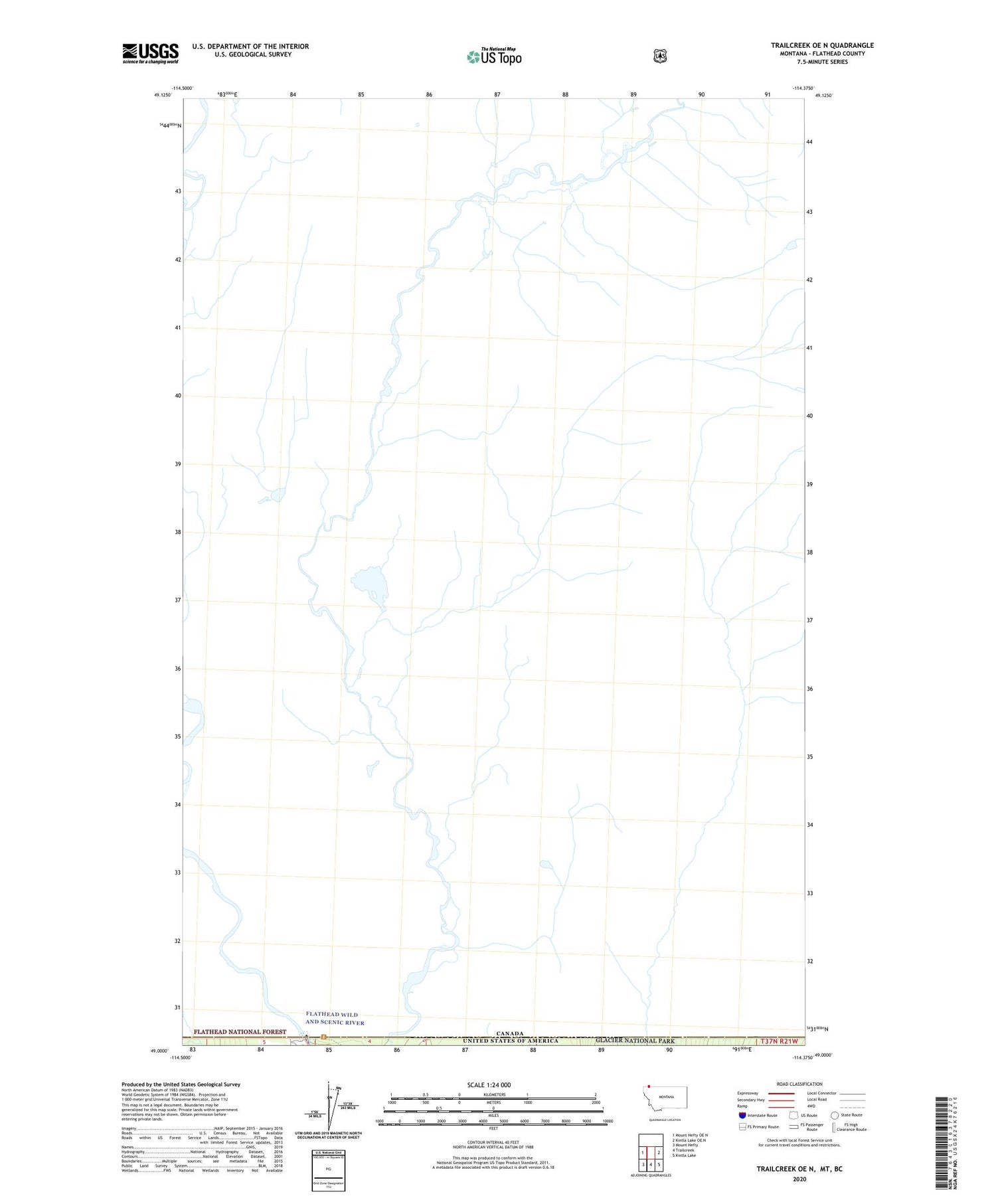 Trailcreek OE N Montana US Topo Map Image
