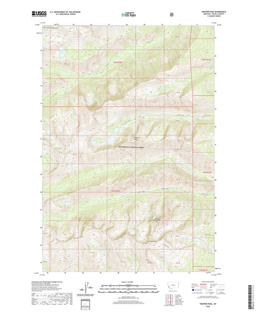 Trapper Peak Montana US Topo Map Image
