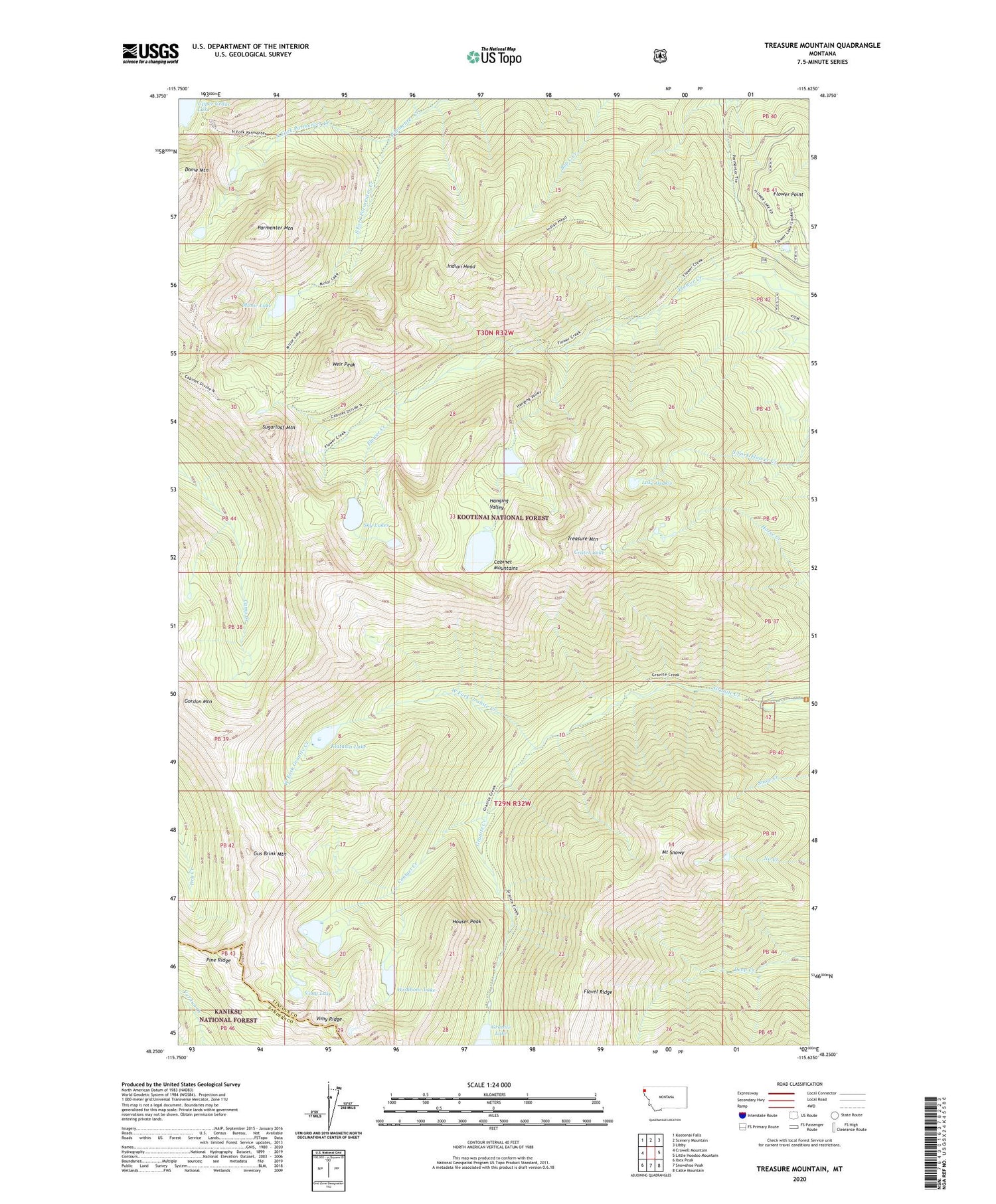 Treasure Mountain Montana US Topo Map Image