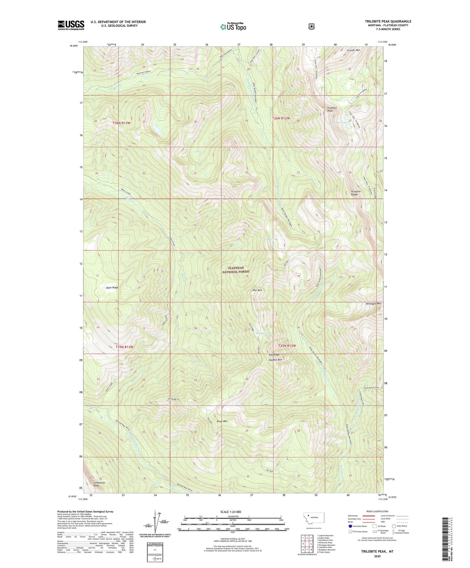 Trilobite Peak Montana US Topo Map Image