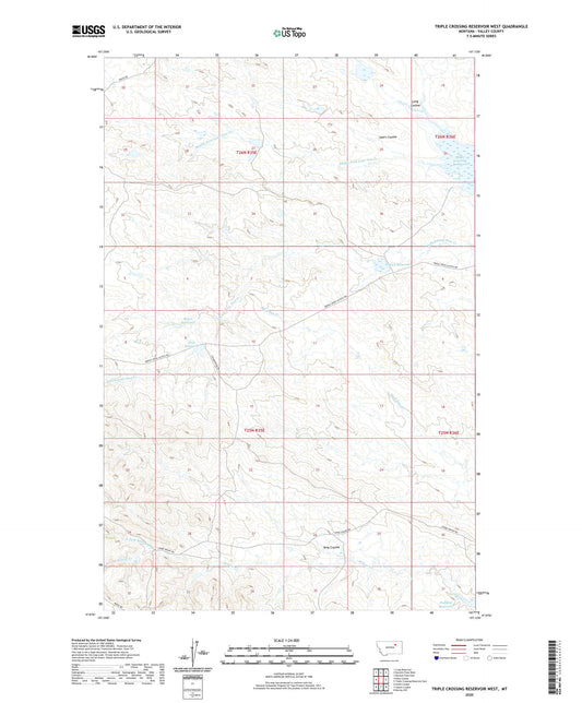 Triple Crossing Reservoir West Montana US Topo Map Image
