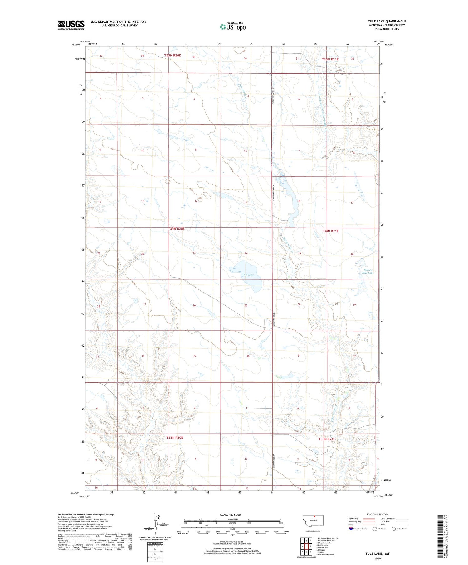 Tule Lake Montana US Topo Map Image