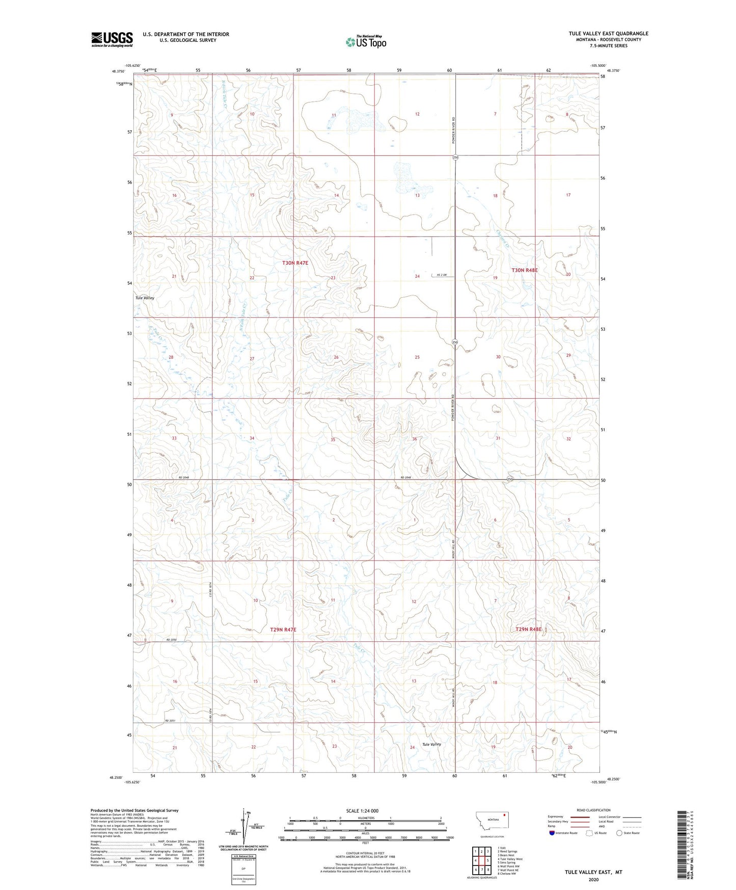 Tule Valley East Montana US Topo Map Image