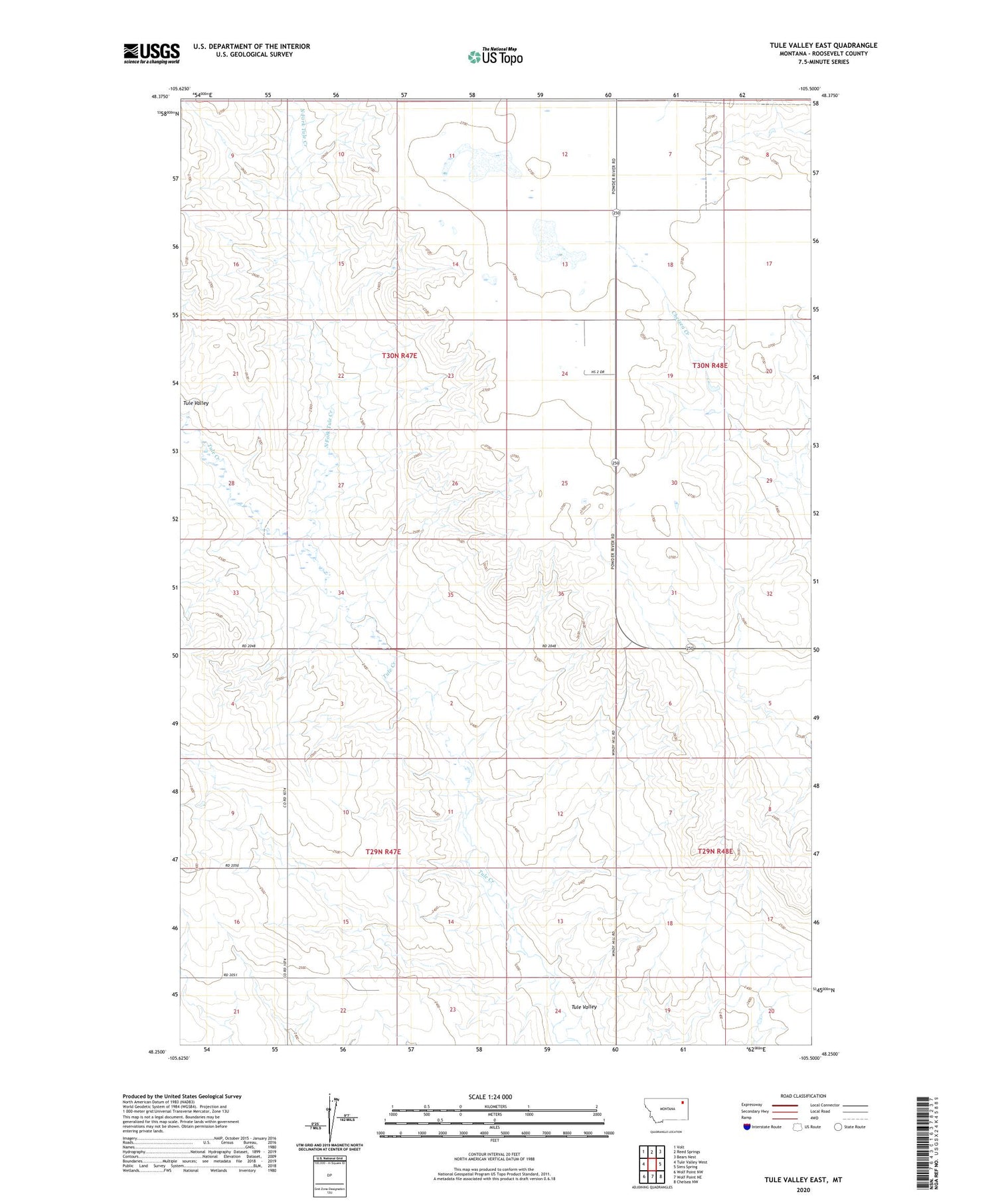 Tule Valley East Montana US Topo Map Image
