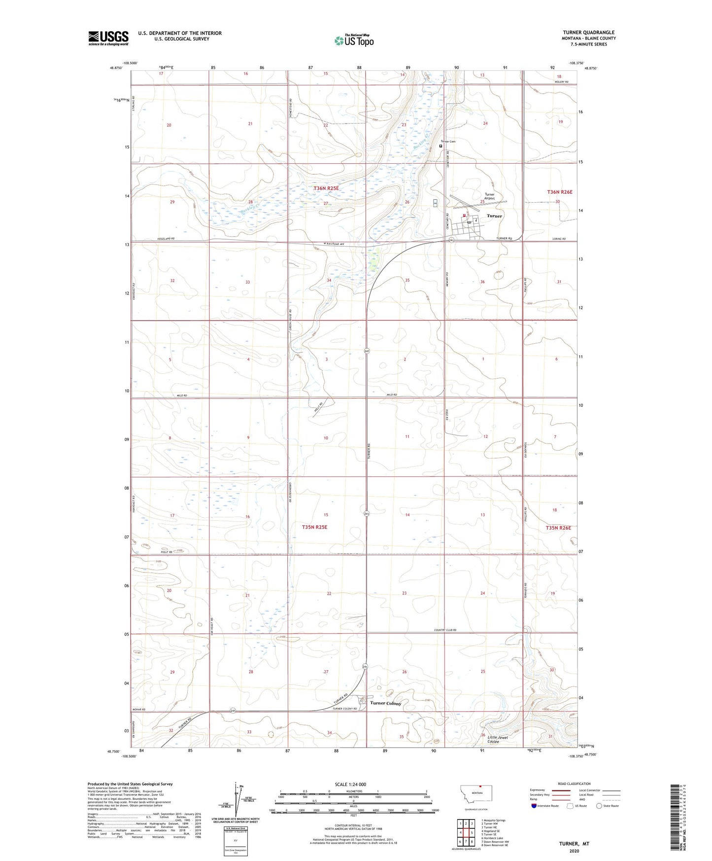 Turner Montana US Topo Map Image