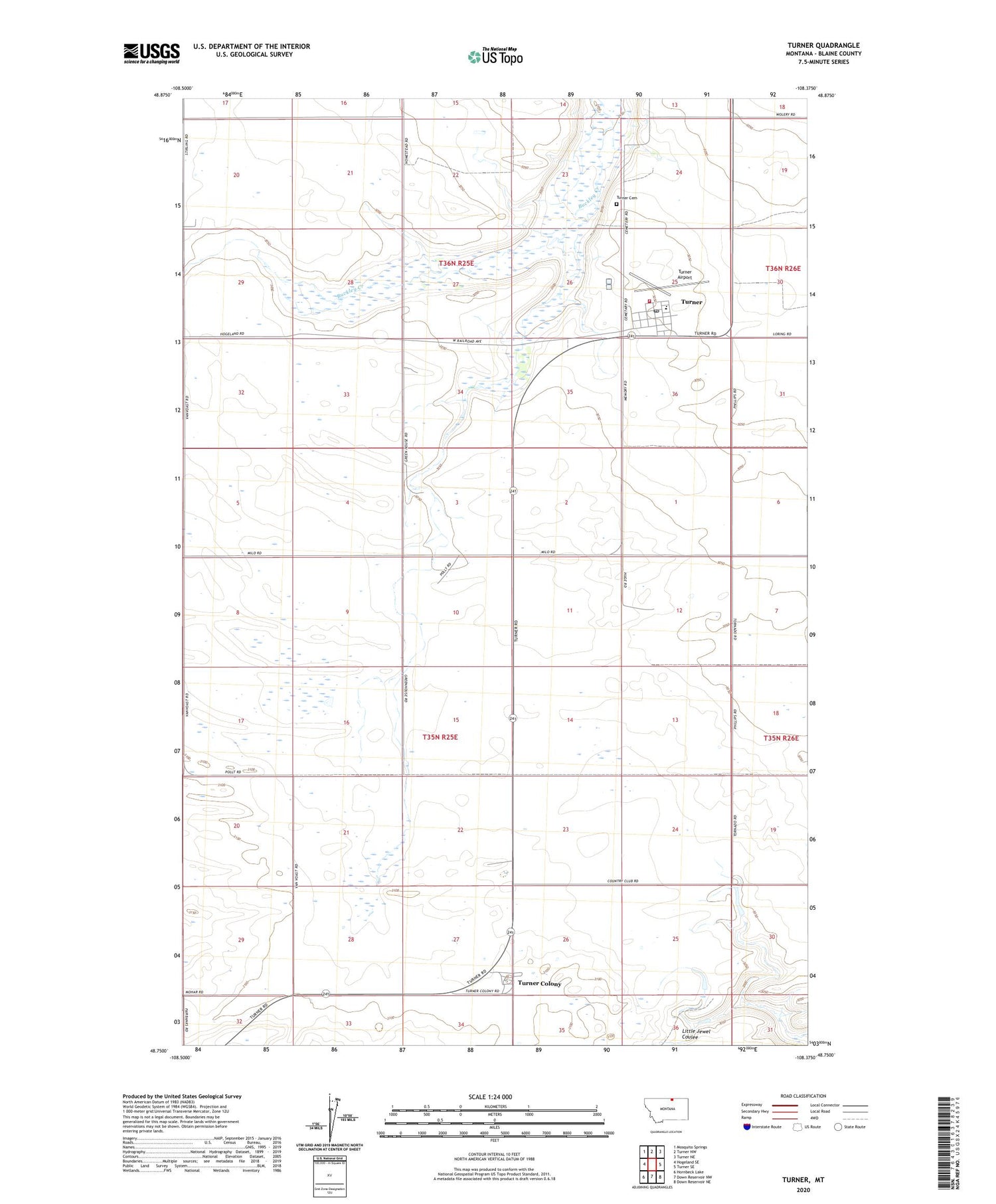 Turner Montana US Topo Map Image