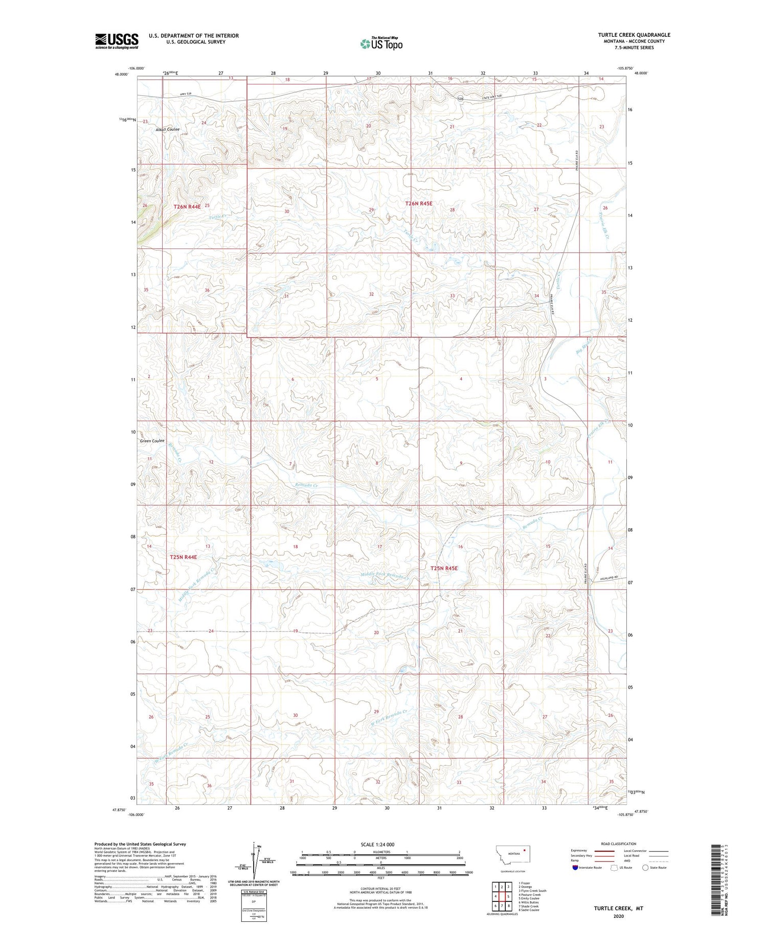 Turtle Creek Montana US Topo Map Image