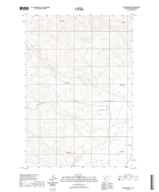 Twin Bridges SW Montana US Topo Map Image