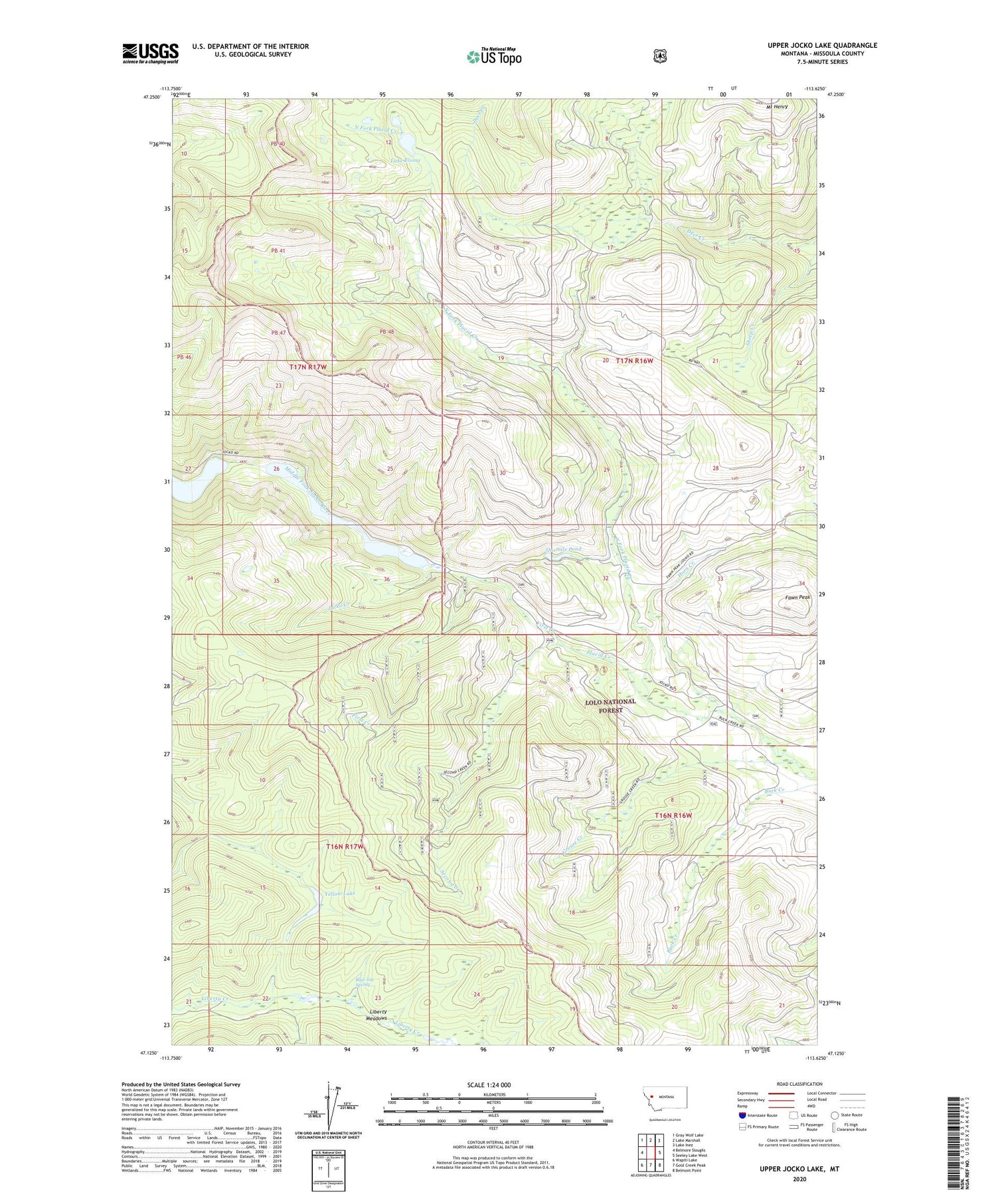 Upper Jocko Lake Montana US Topo Map Image
