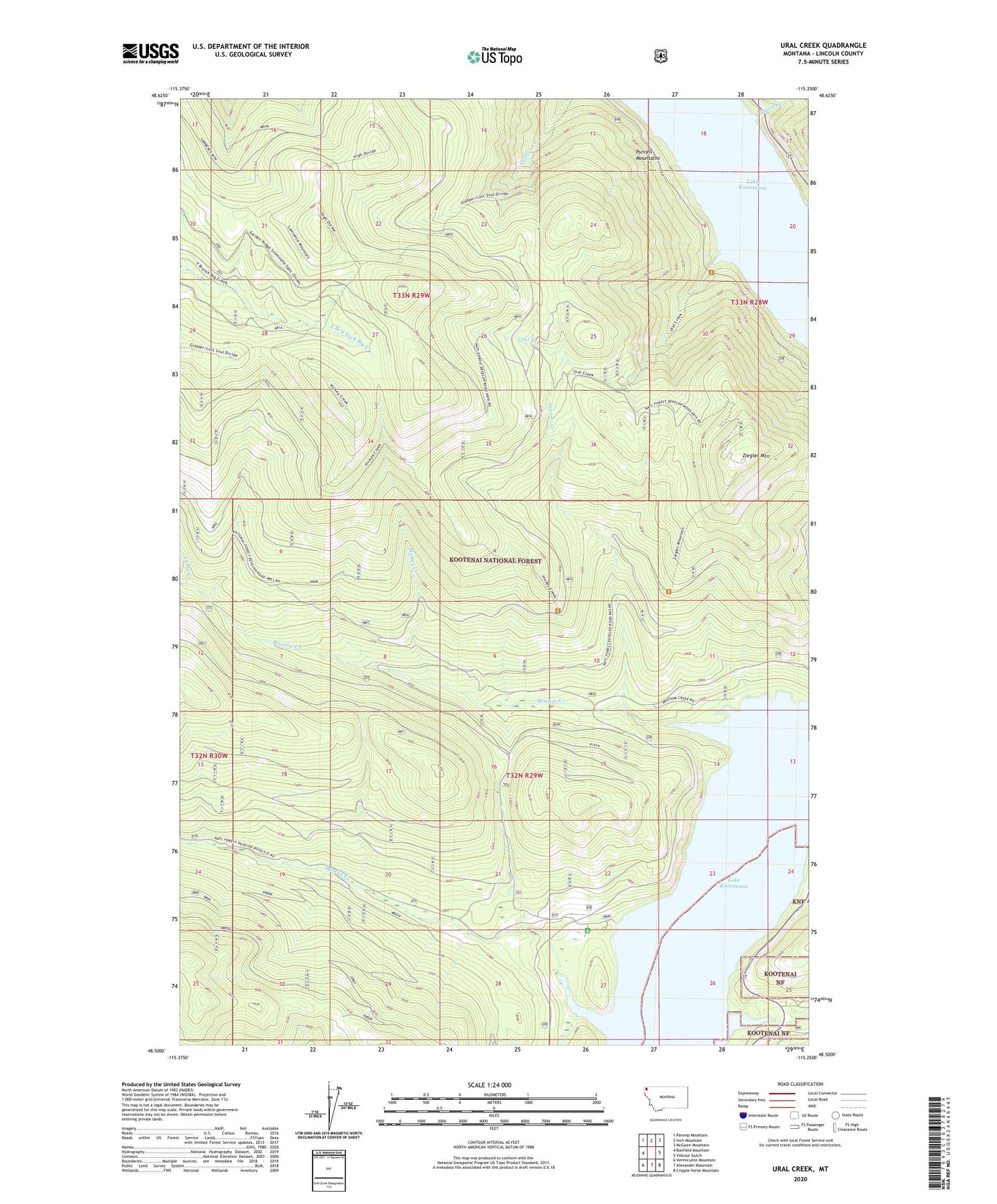 Ural Creek Montana US Topo Map Image