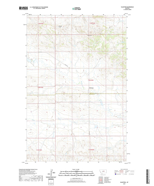 Valentine Montana US Topo Map Image