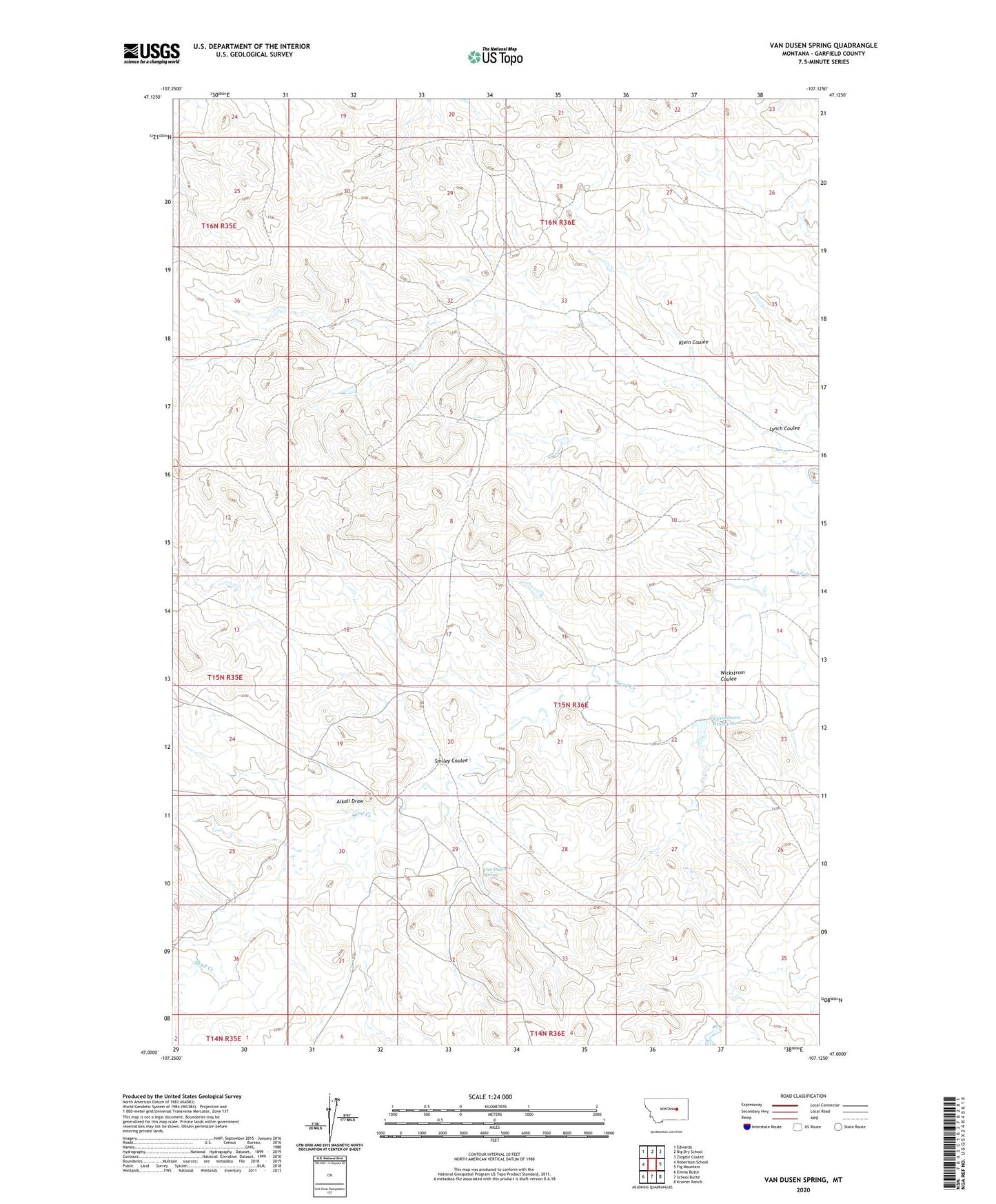 Van Dusen Spring Montana US Topo Map Image