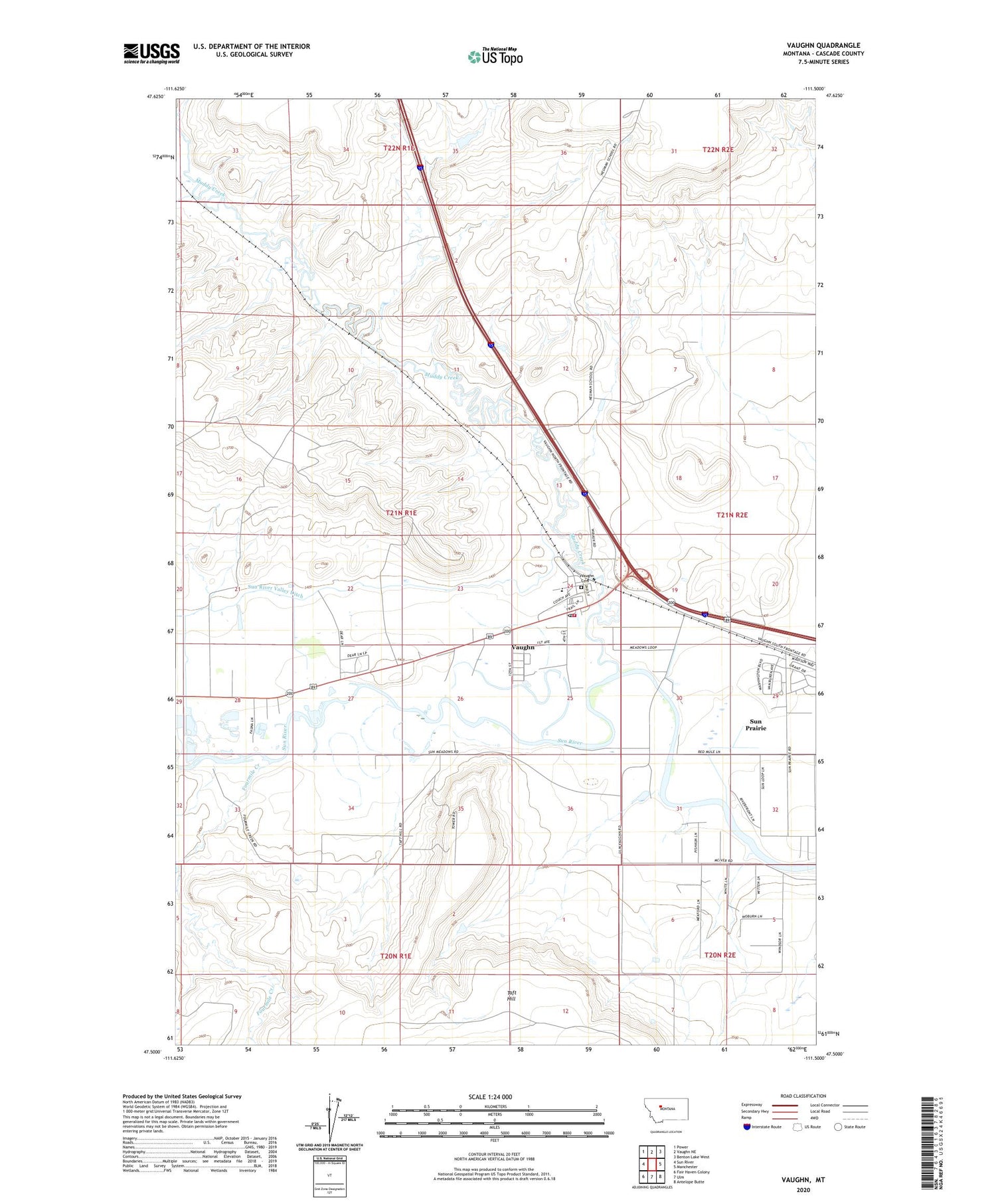 Vaughn Montana US Topo Map Image