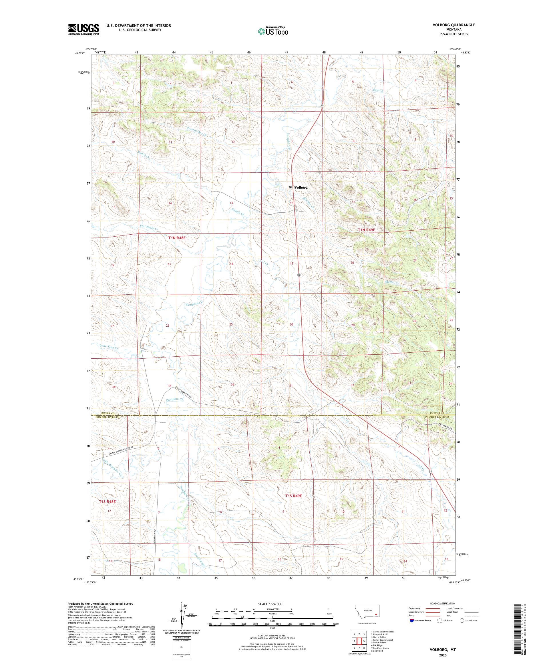 Volborg Montana US Topo Map – MyTopo Map Store