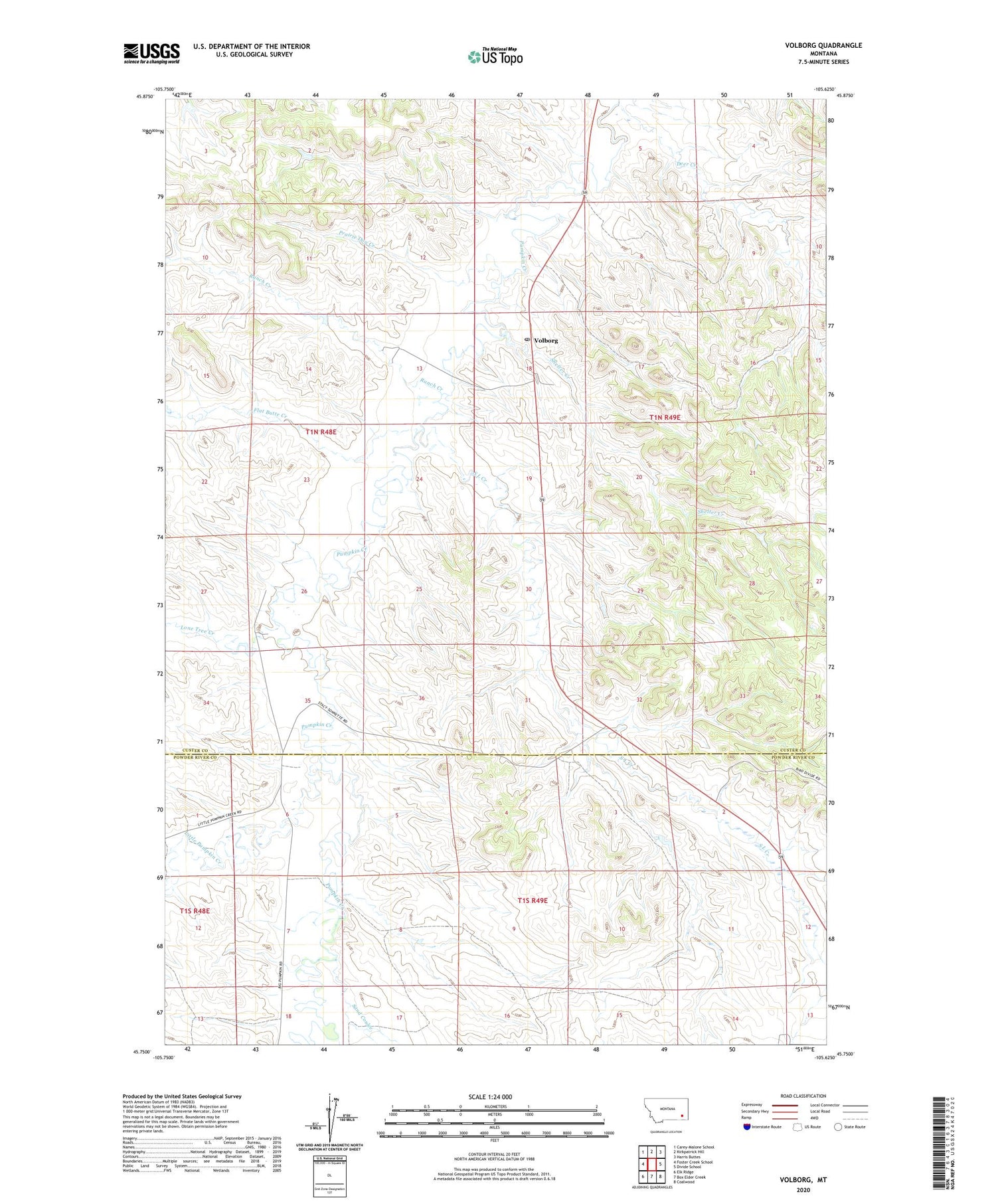 Volborg Montana US Topo Map Image