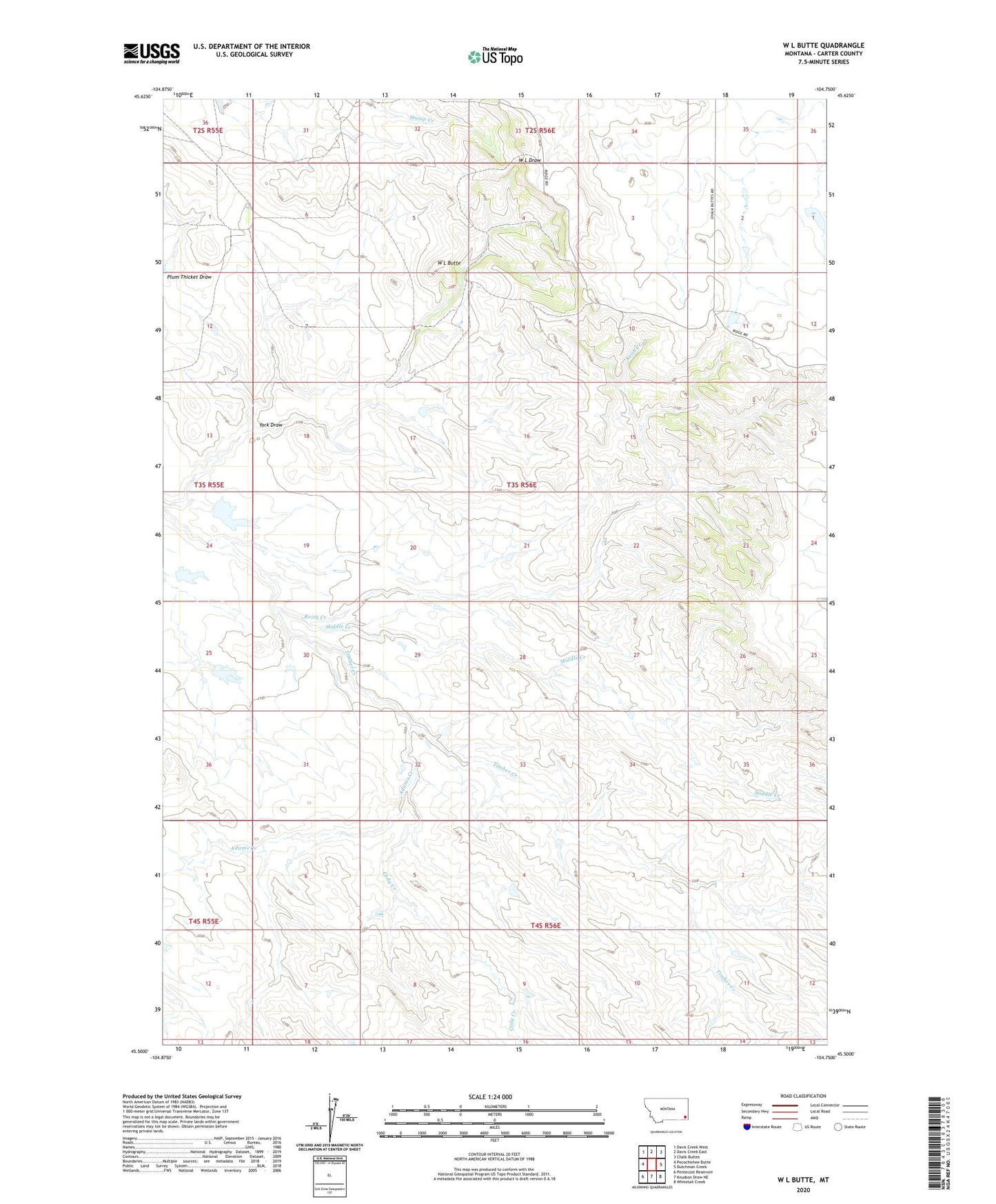 W L Butte Montana US Topo Map Image