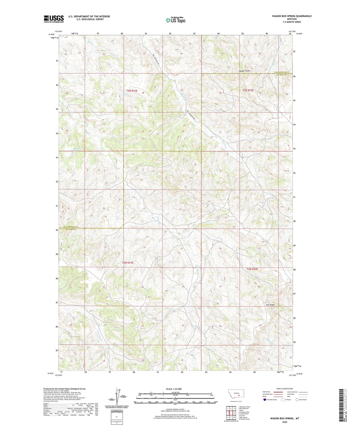 Wagon Box Spring Montana US Topo Map Image