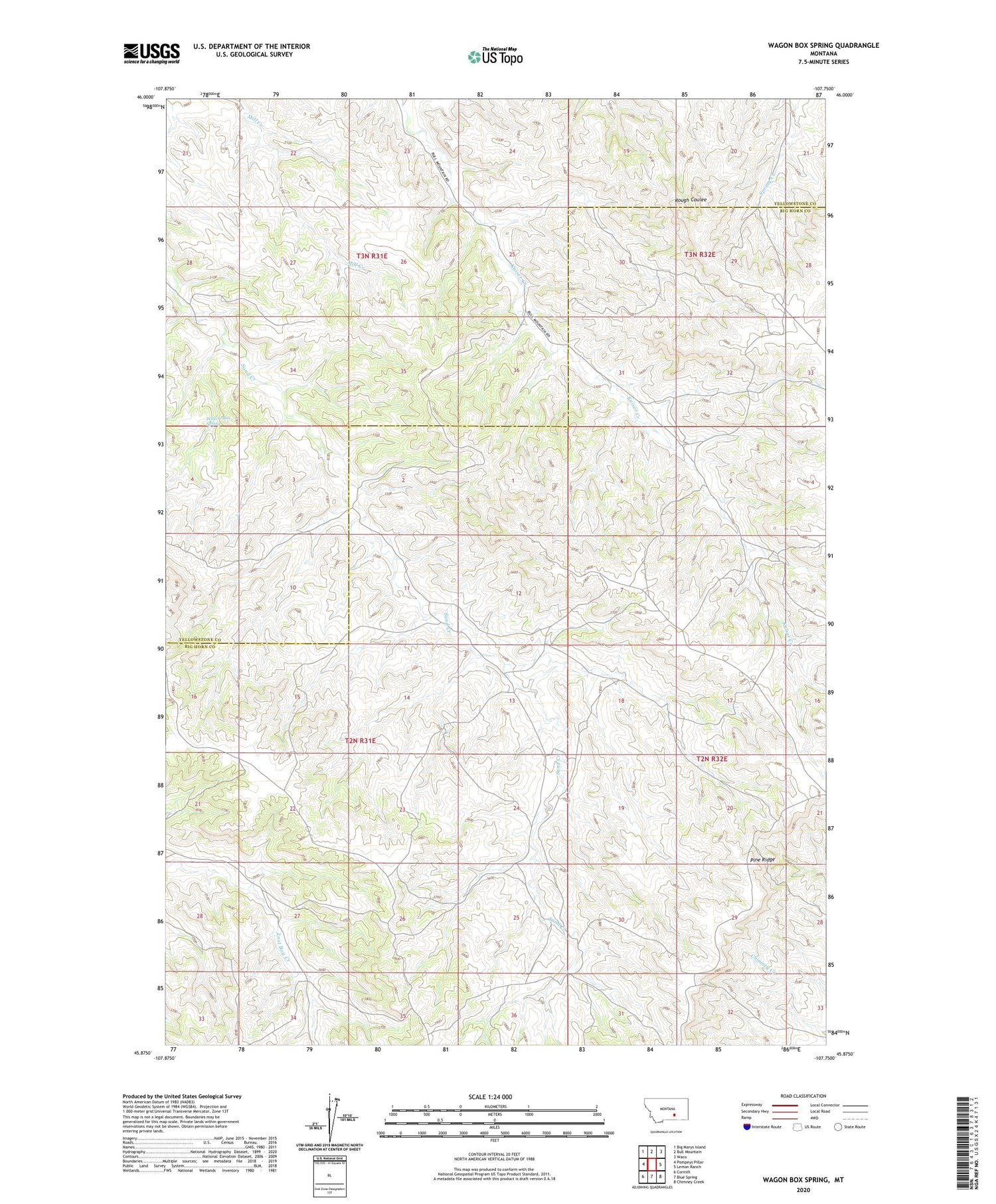 Wagon Box Spring Montana US Topo Map Image