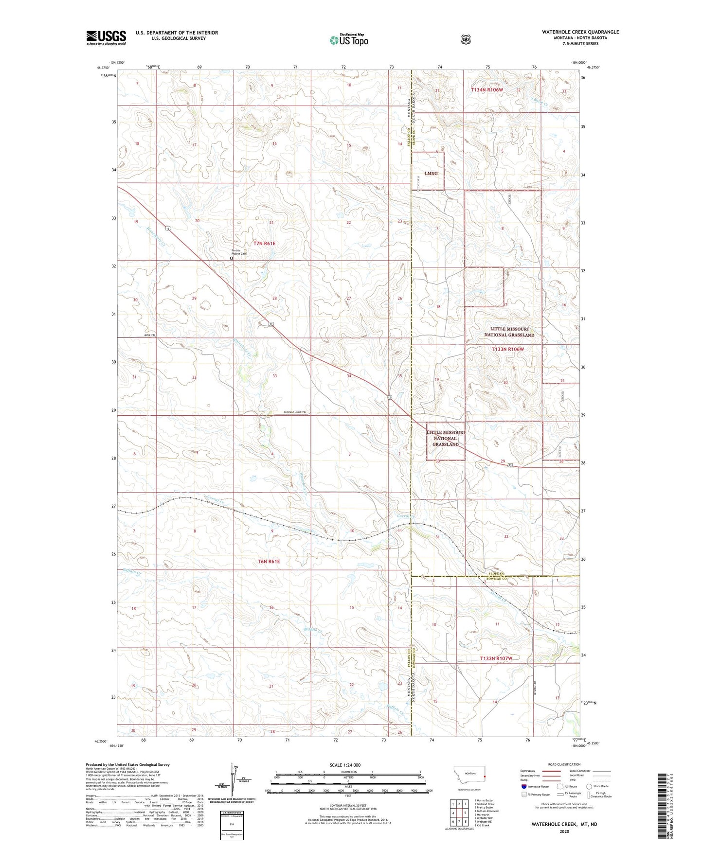 Waterhole Creek Montana US Topo Map Image