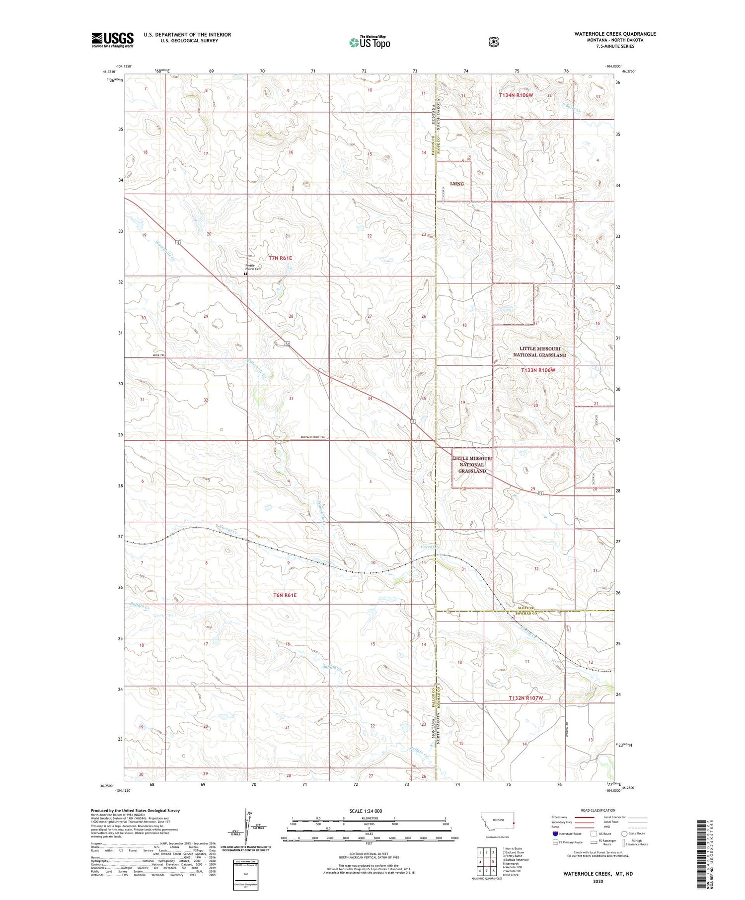 Waterhole Creek Montana US Topo Map Image