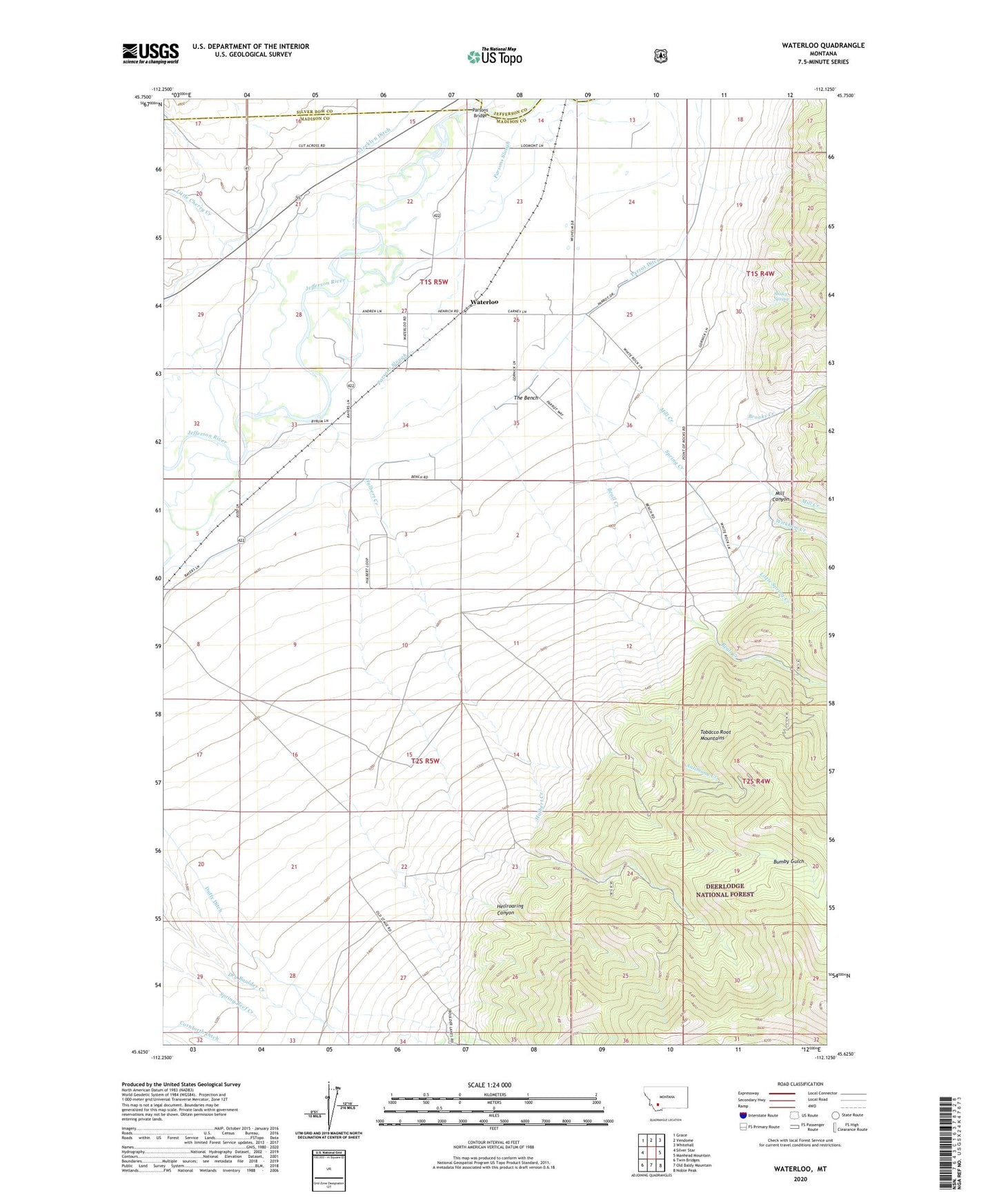 Waterloo Montana US Topo Map Image
