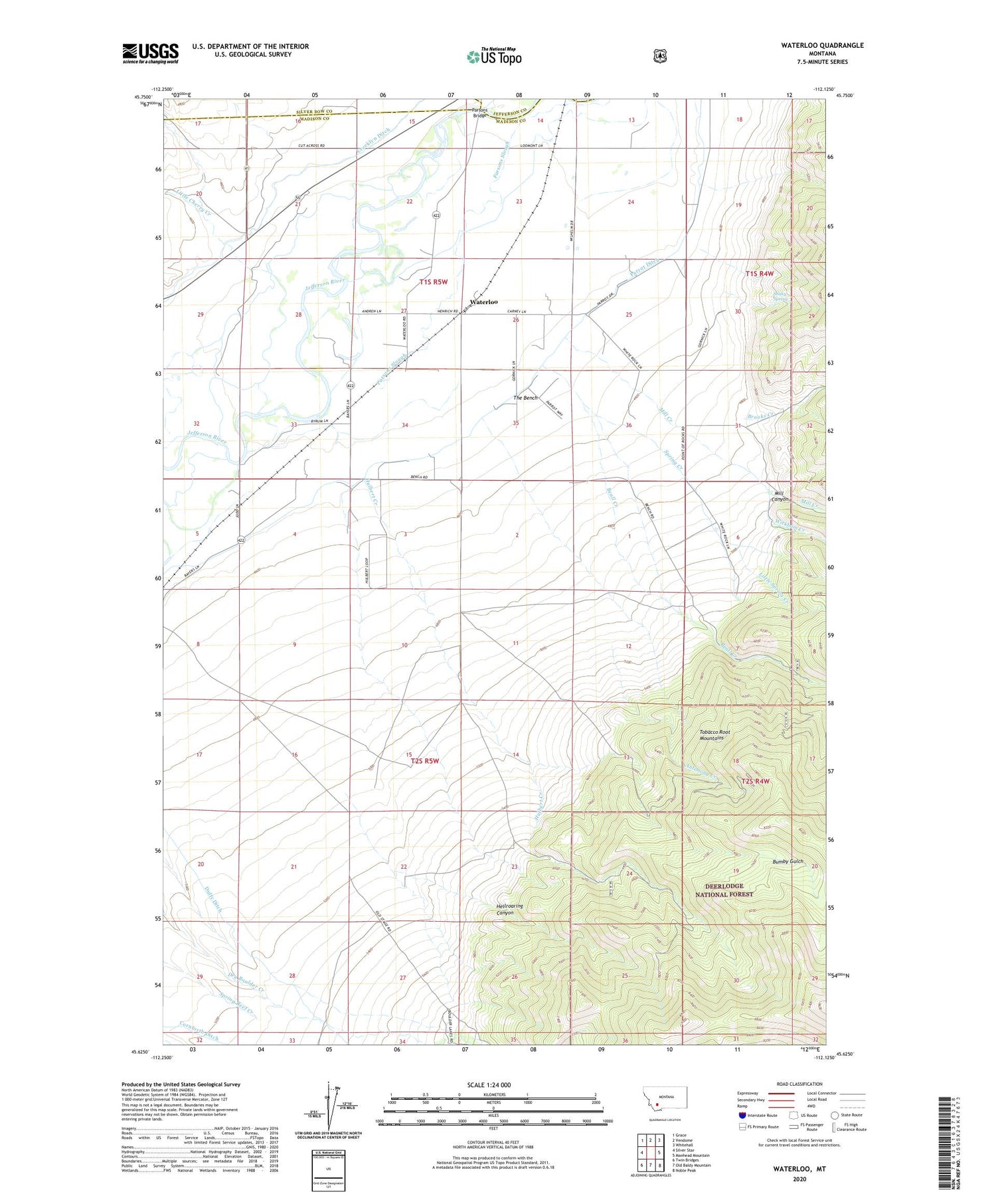 Waterloo Montana US Topo Map Image