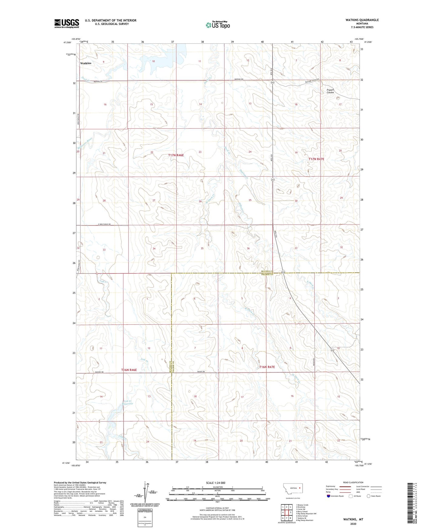 Watkins Montana US Topo Map Image