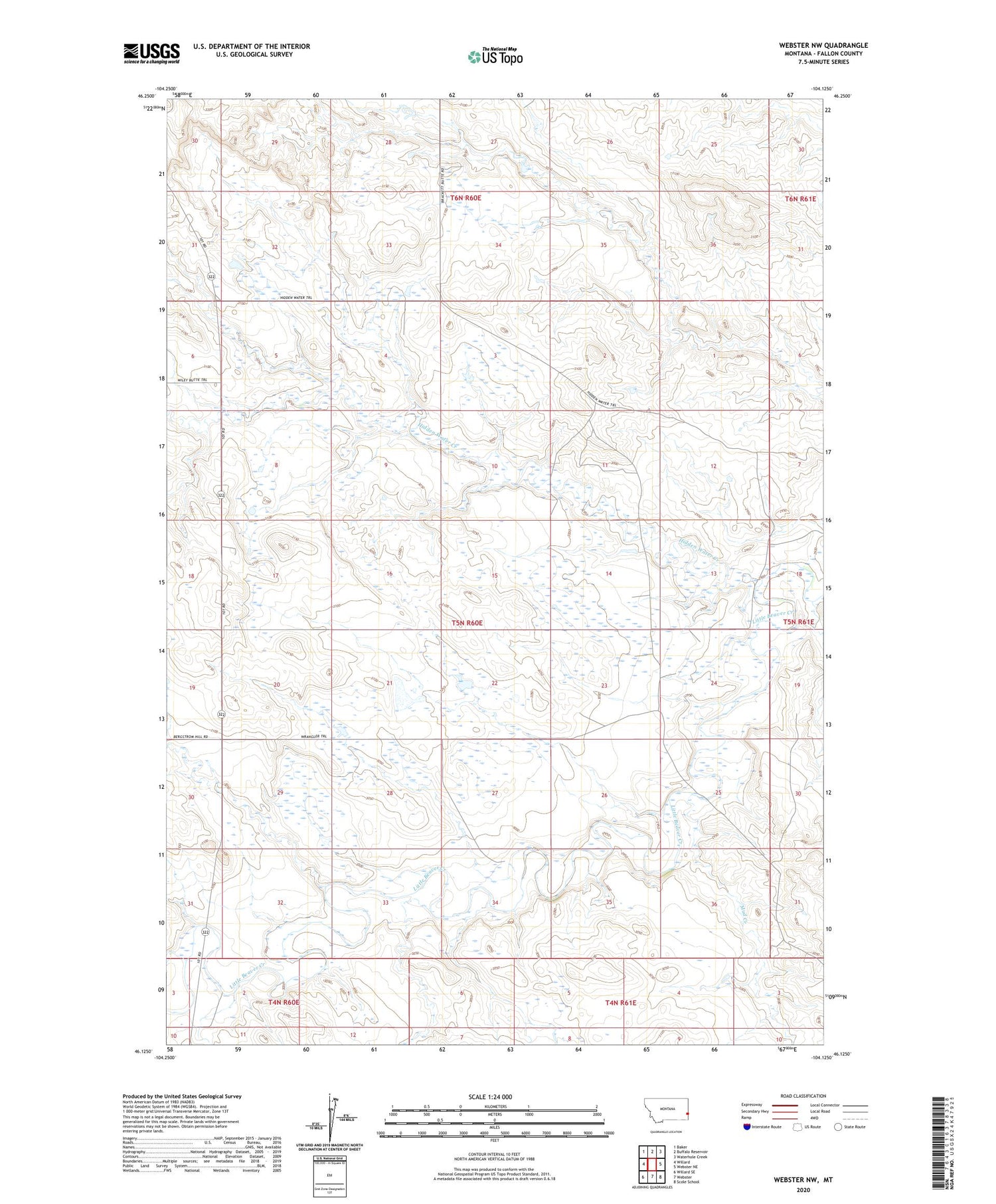 Webster NW Montana US Topo Map Image