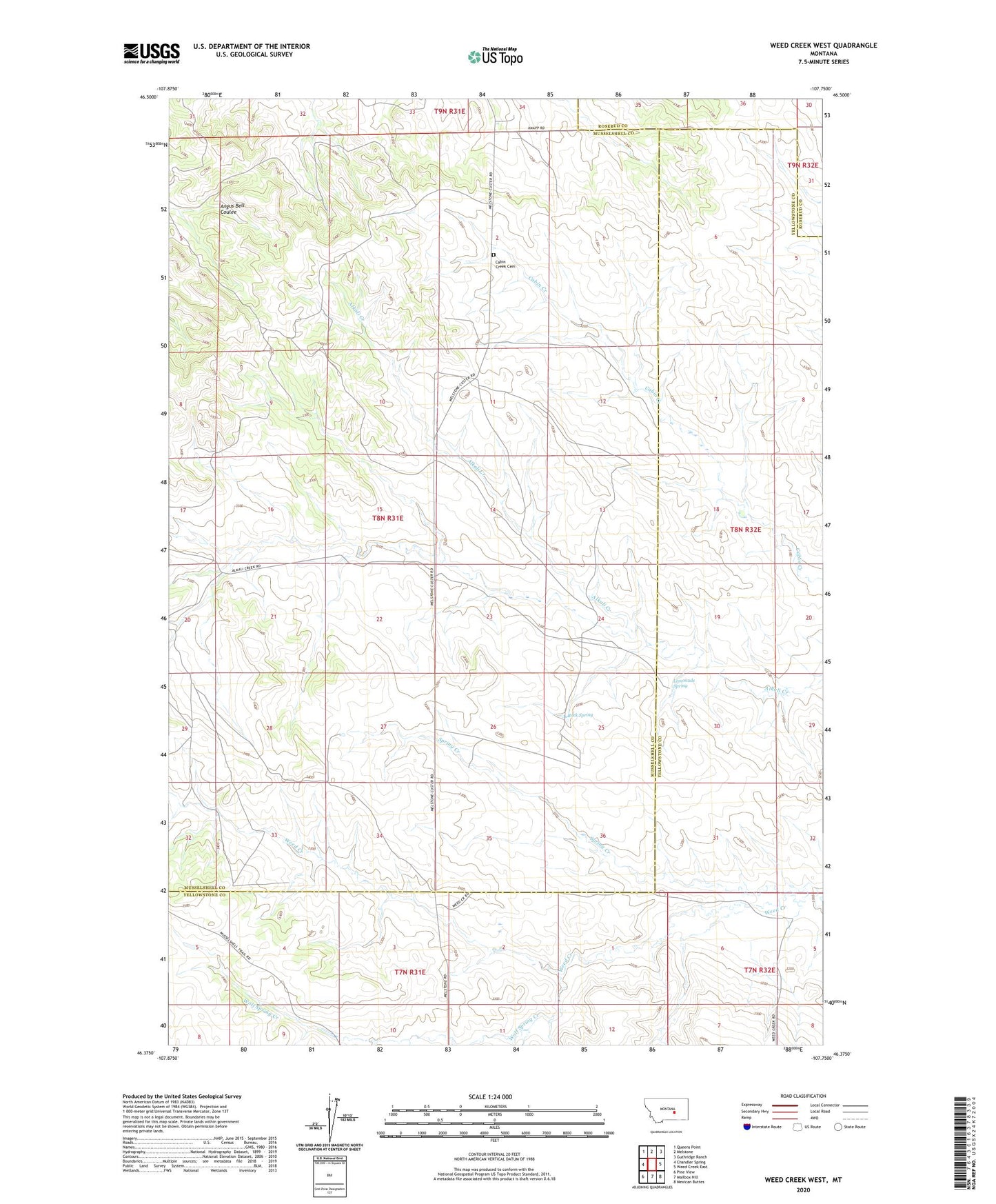 Weed Creek West Montana US Topo Map Image