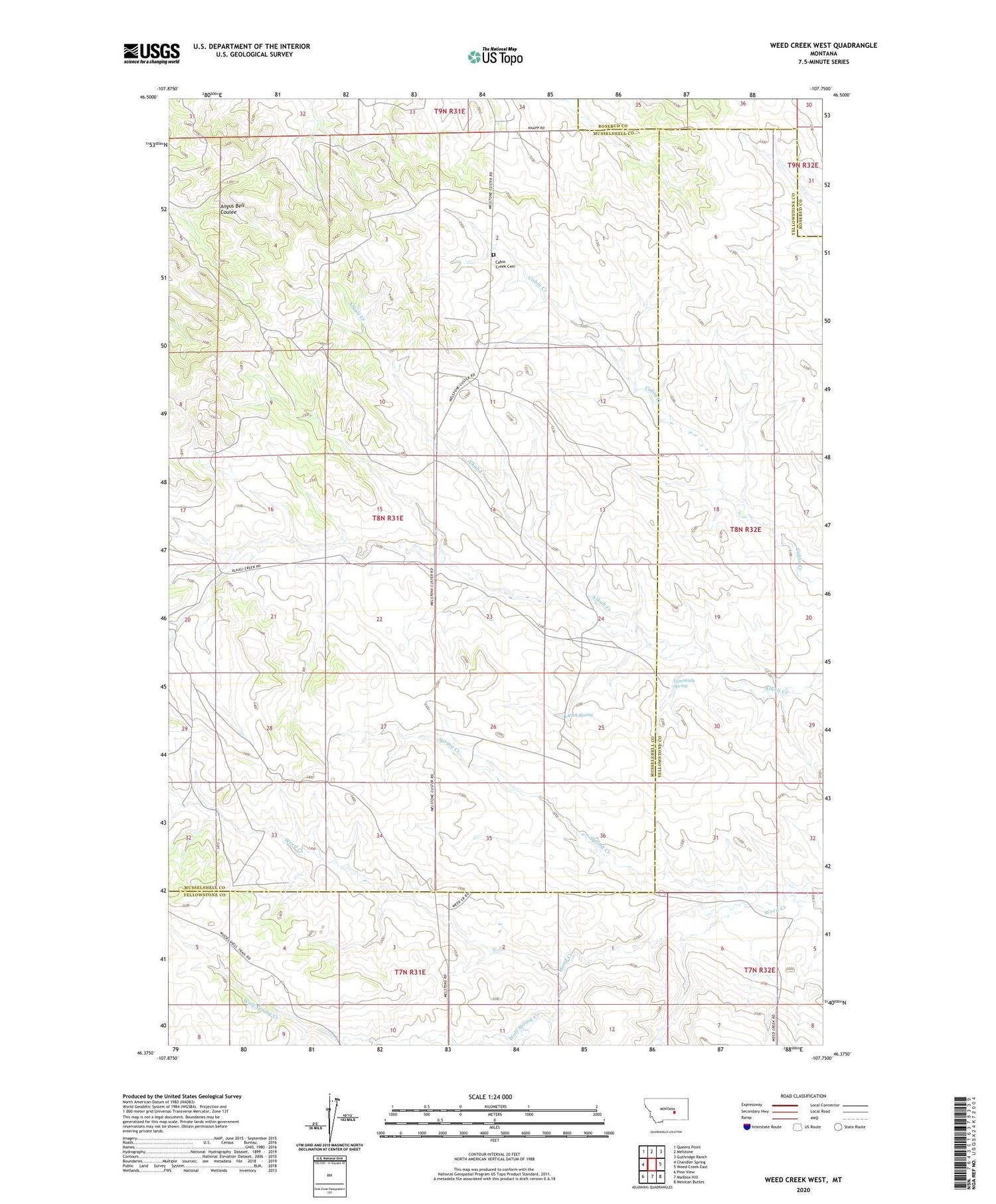 Weed Creek West Montana US Topo Map Image