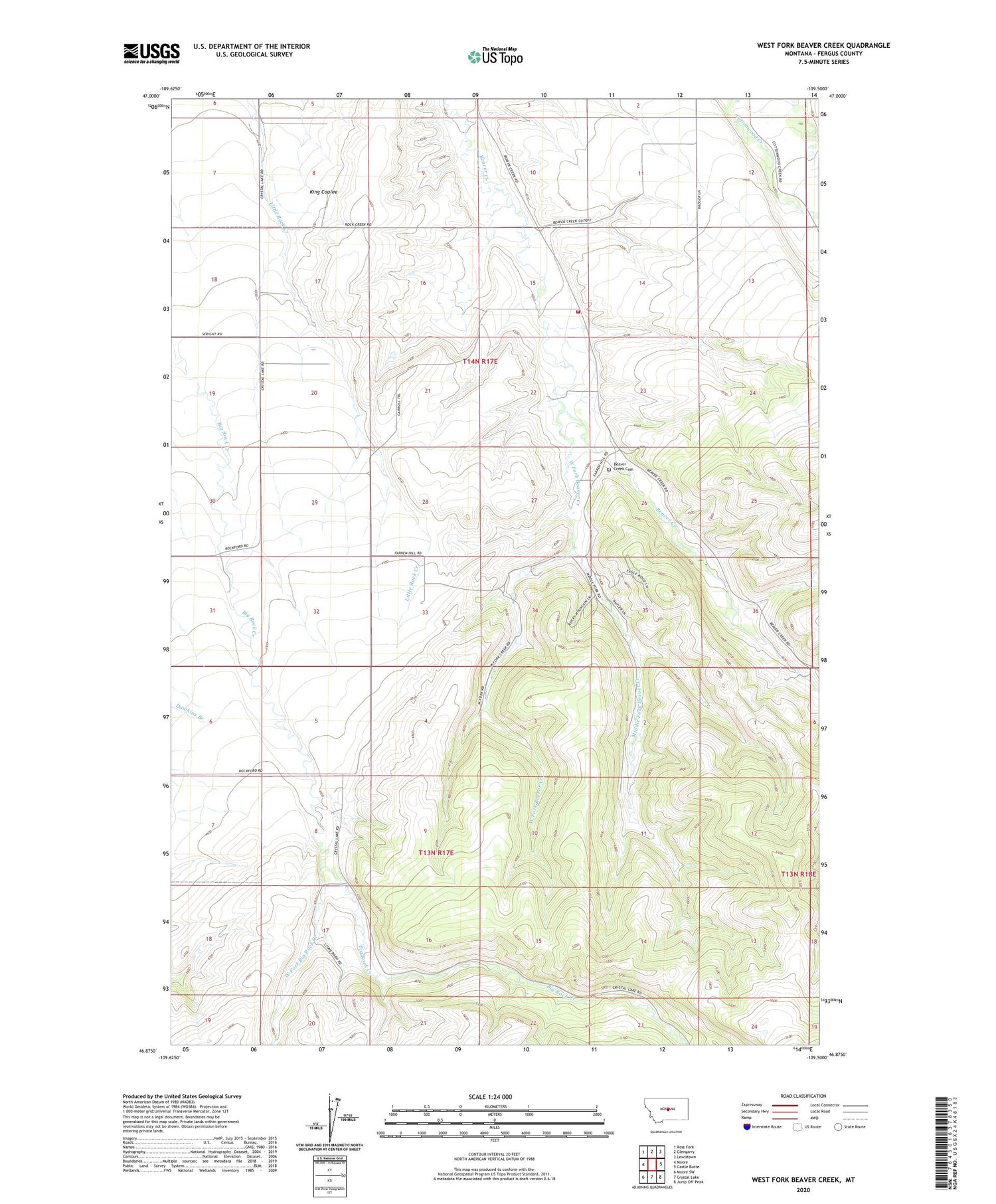 West Fork Beaver Creek Montana US Topo Map Image