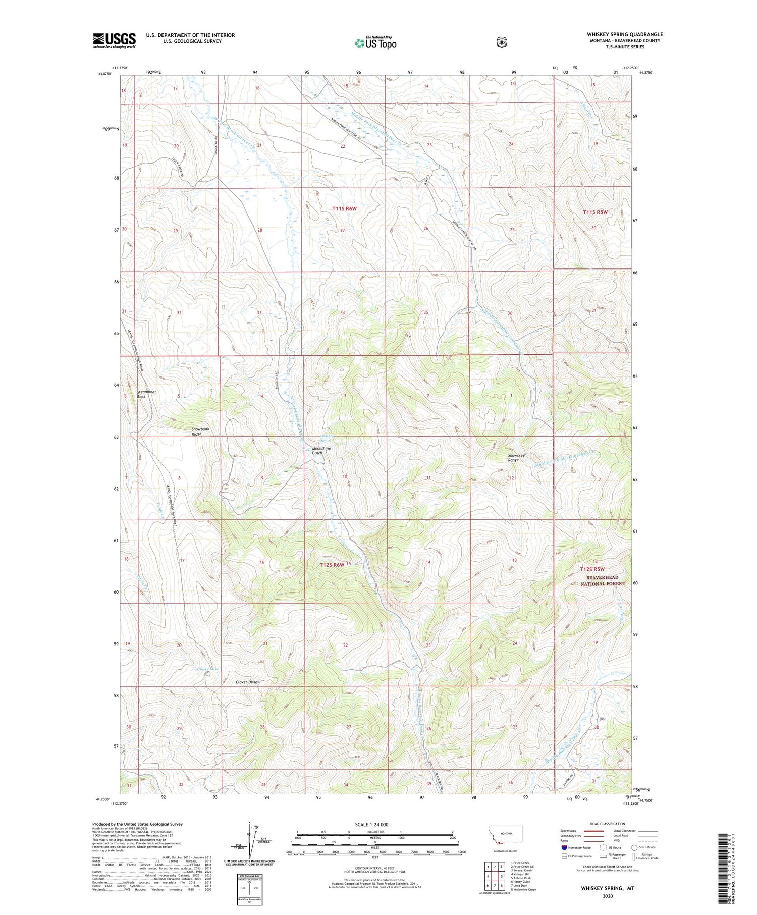 Whiskey Spring Montana US Topo Map Image