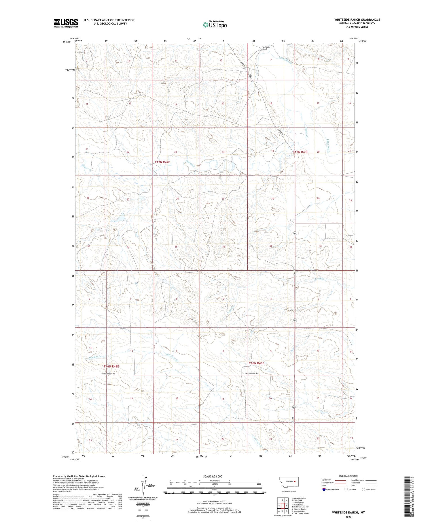 Whiteside Ranch Montana US Topo Map Image