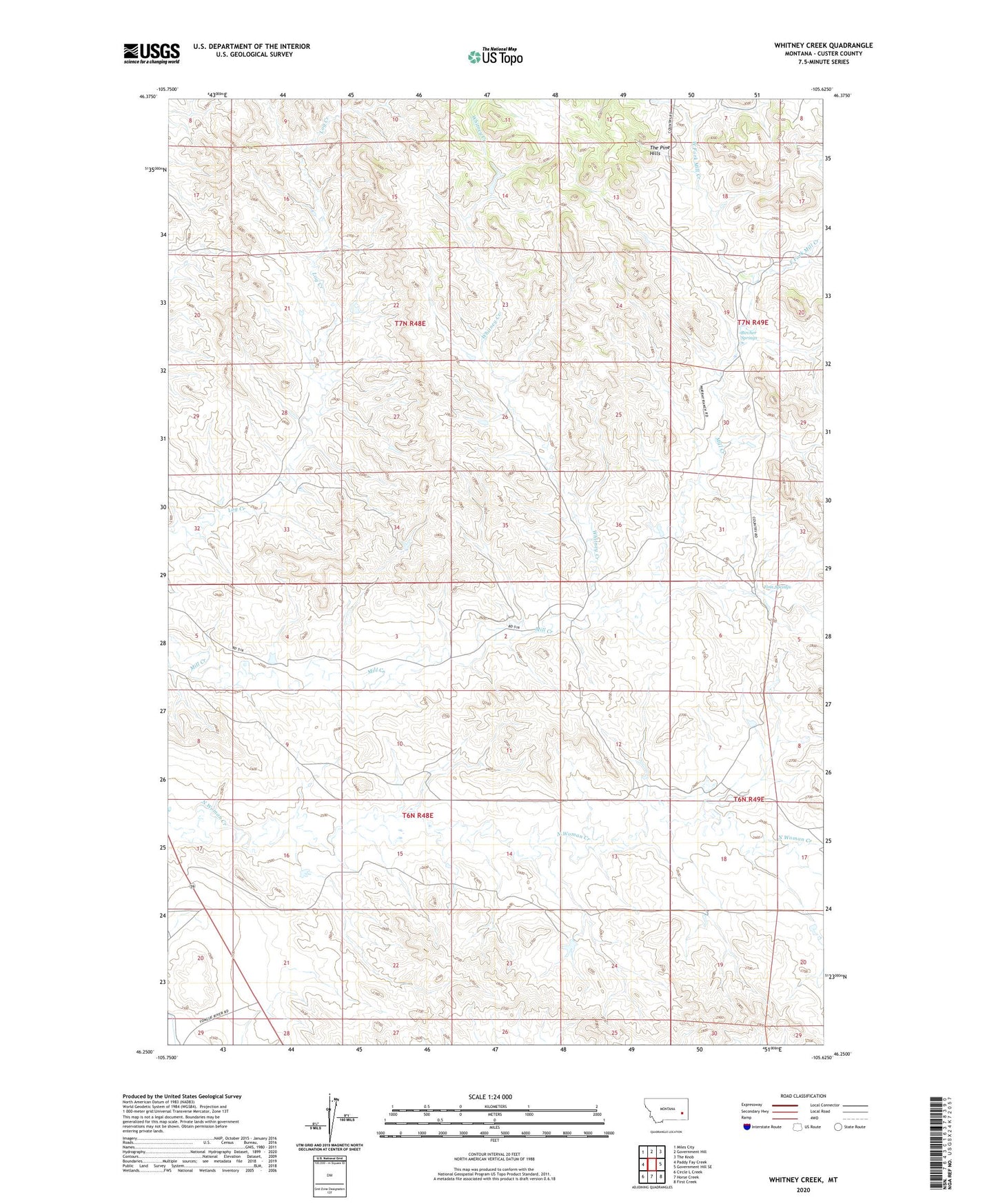 Whitney Creek Montana US Topo Map Image