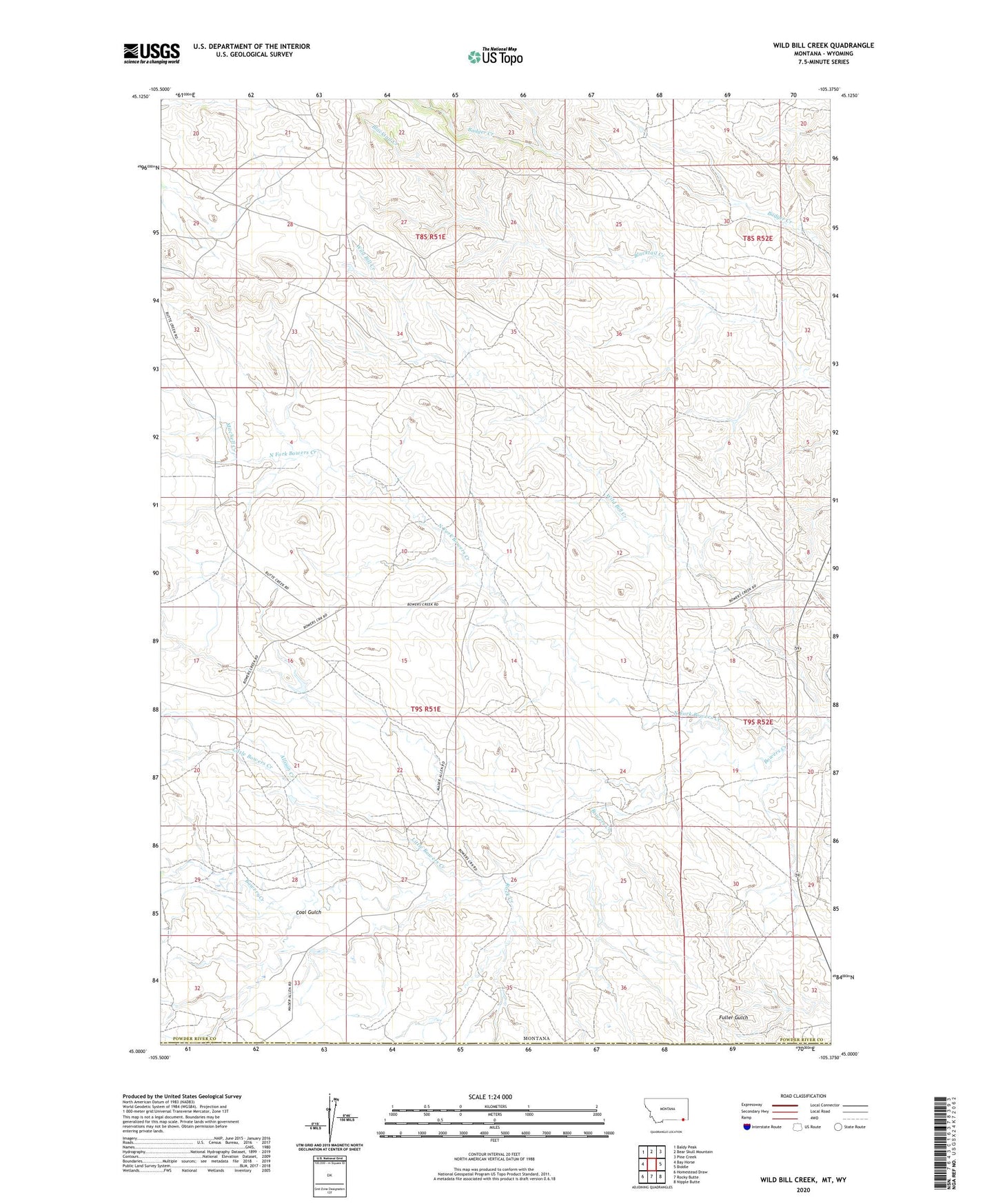 Wild Bill Creek Montana US Topo Map Image
