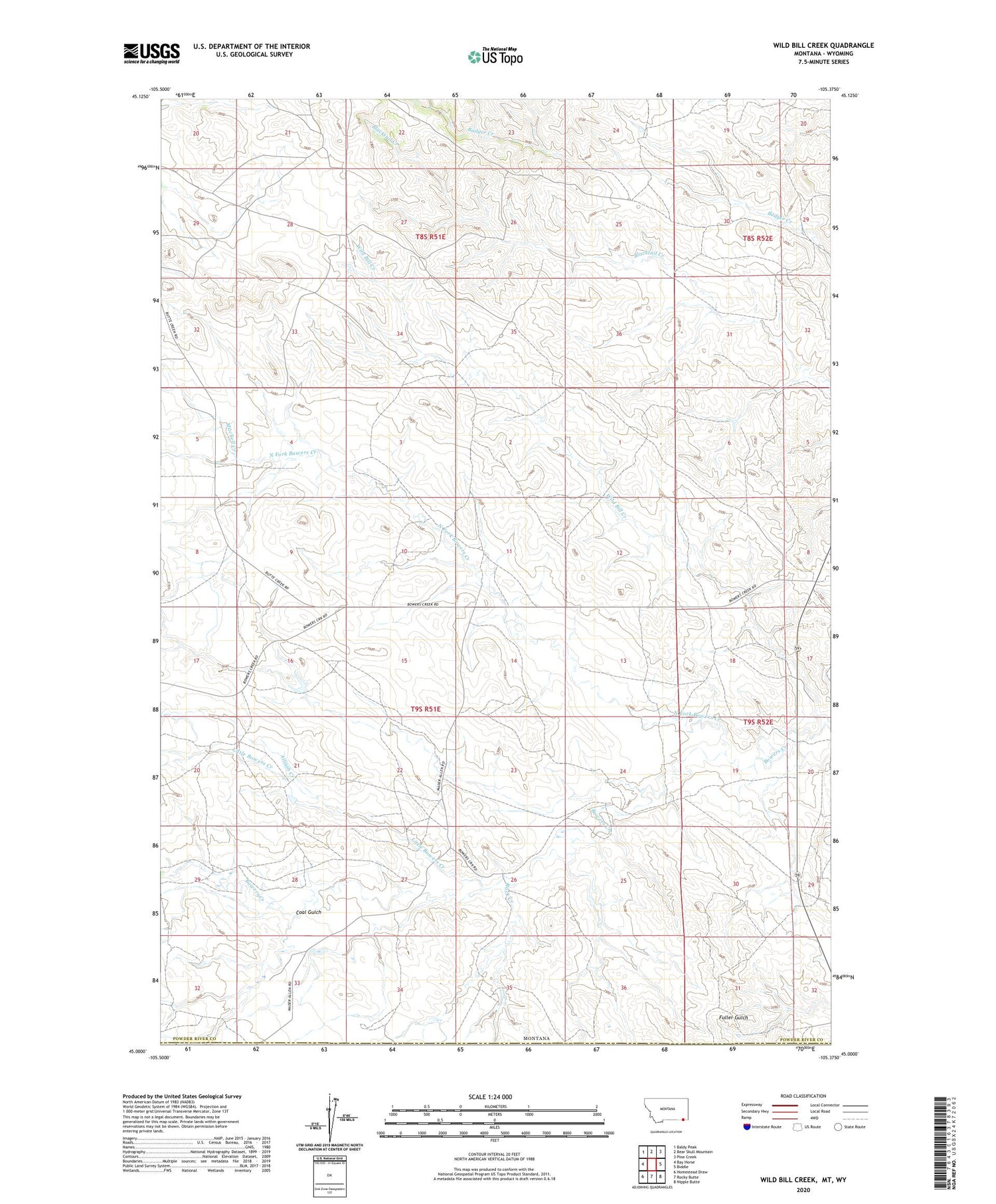 Wild Bill Creek Montana US Topo Map Image