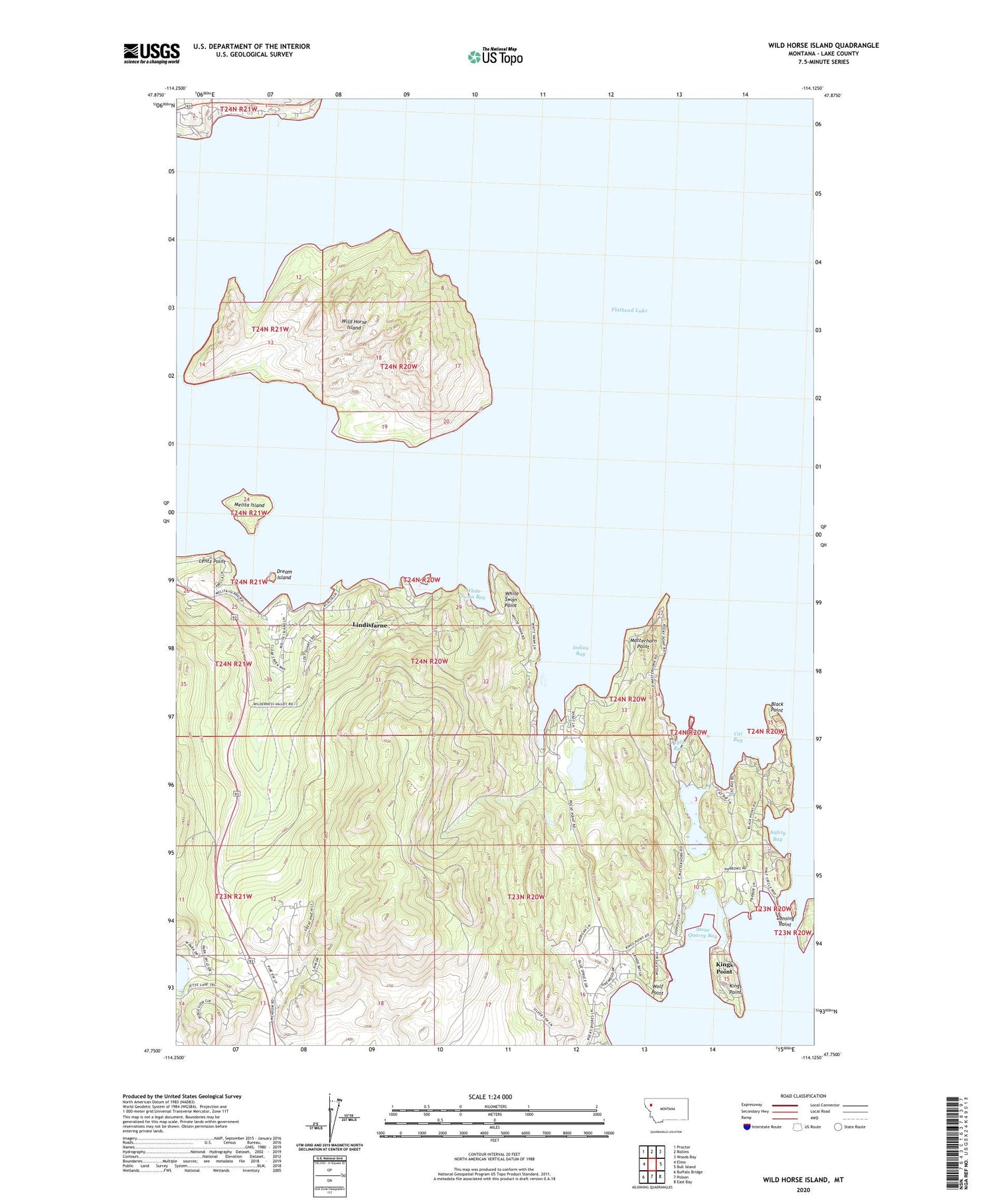 Wild Horse Island Montana US Topo Map Image