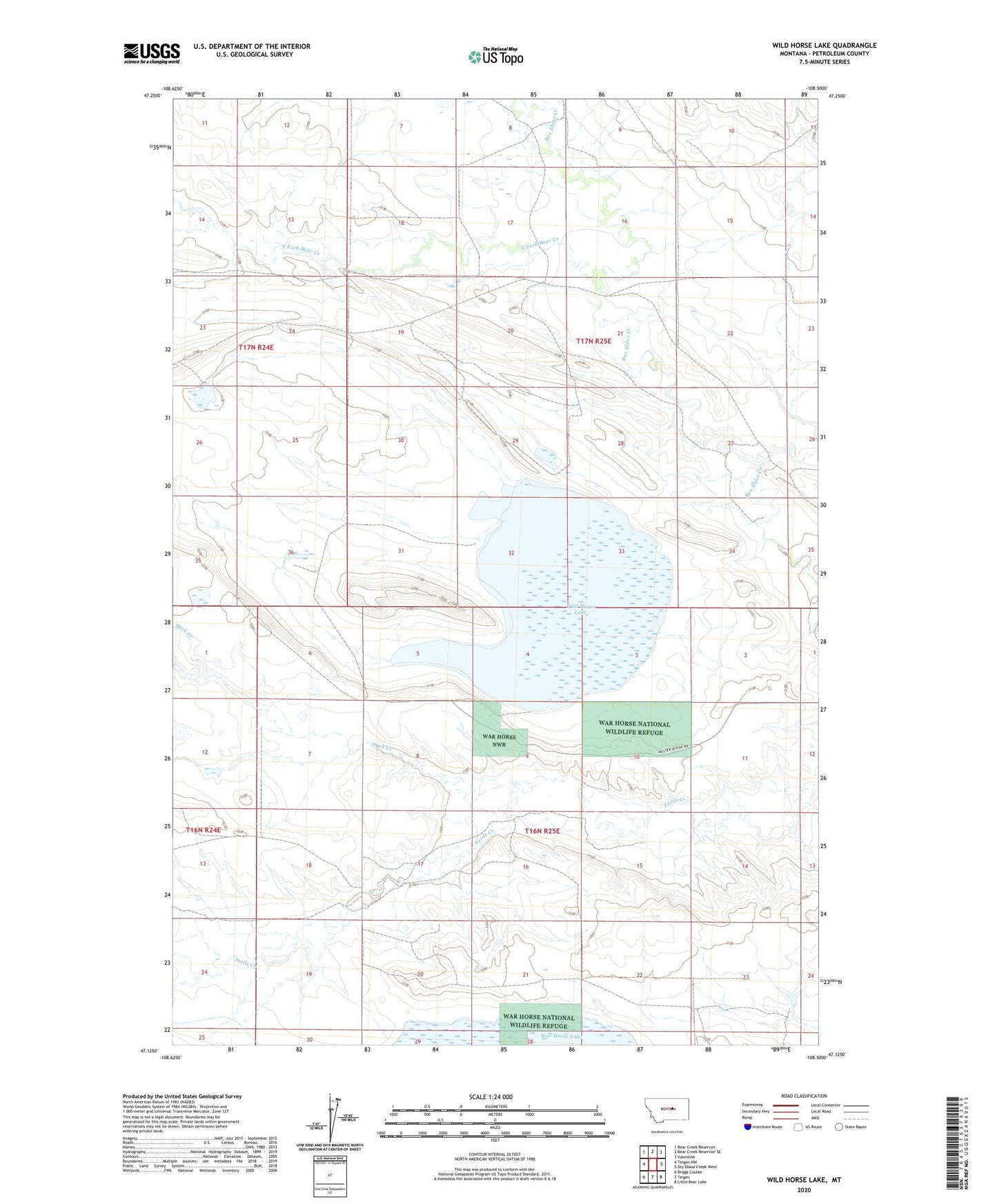 Wild Horse Lake Montana US Topo Map Image