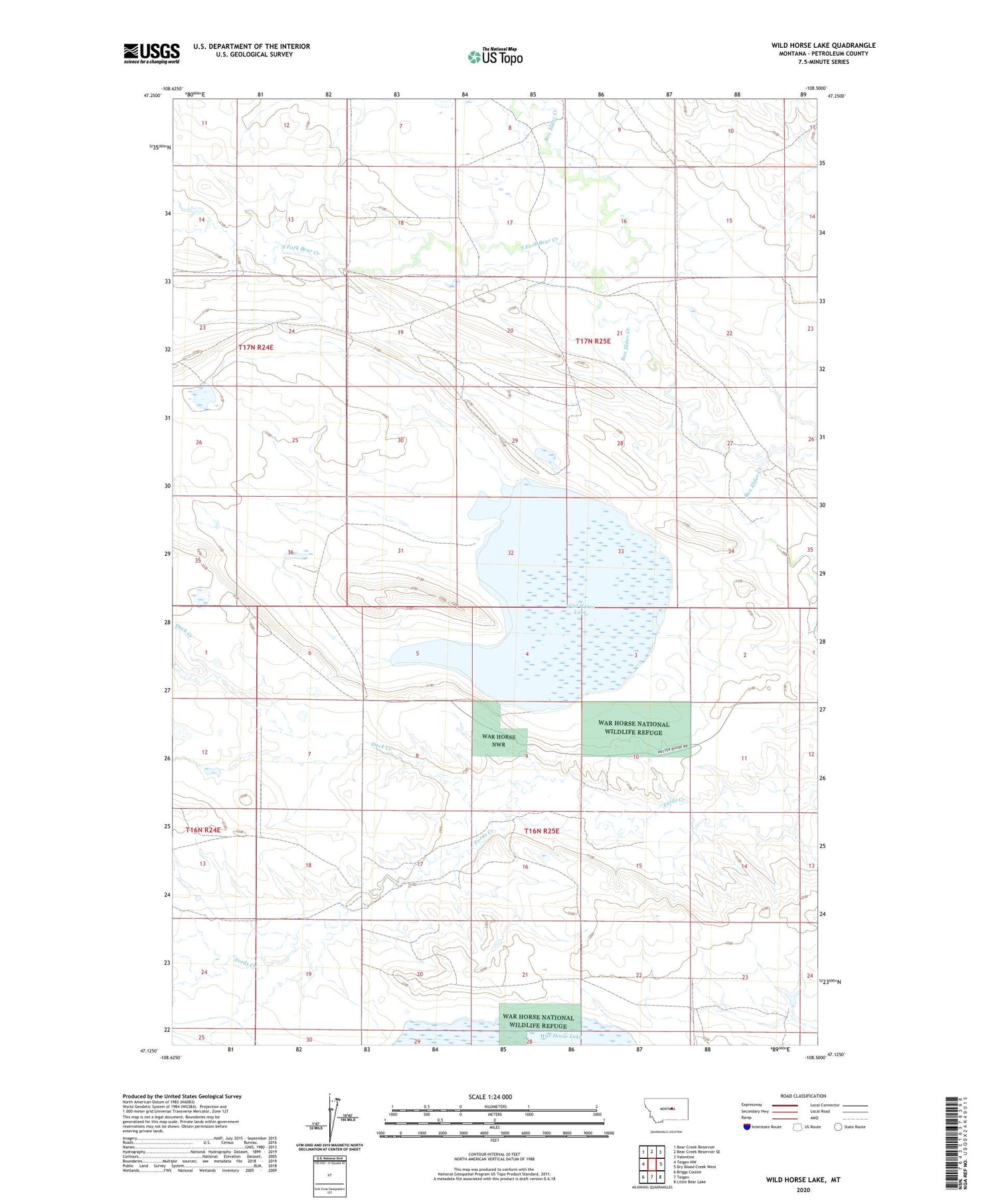 Wild Horse Lake Montana US Topo Map Image