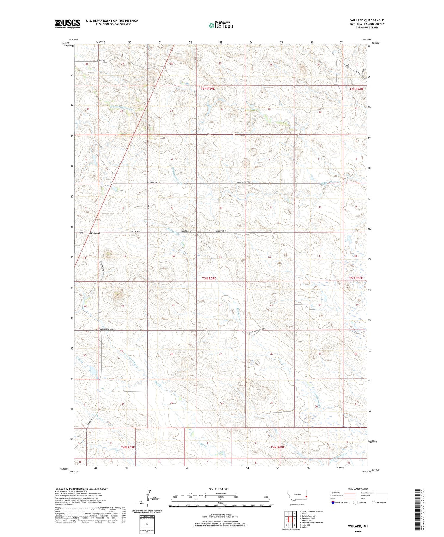 Willard Montana US Topo Map Image