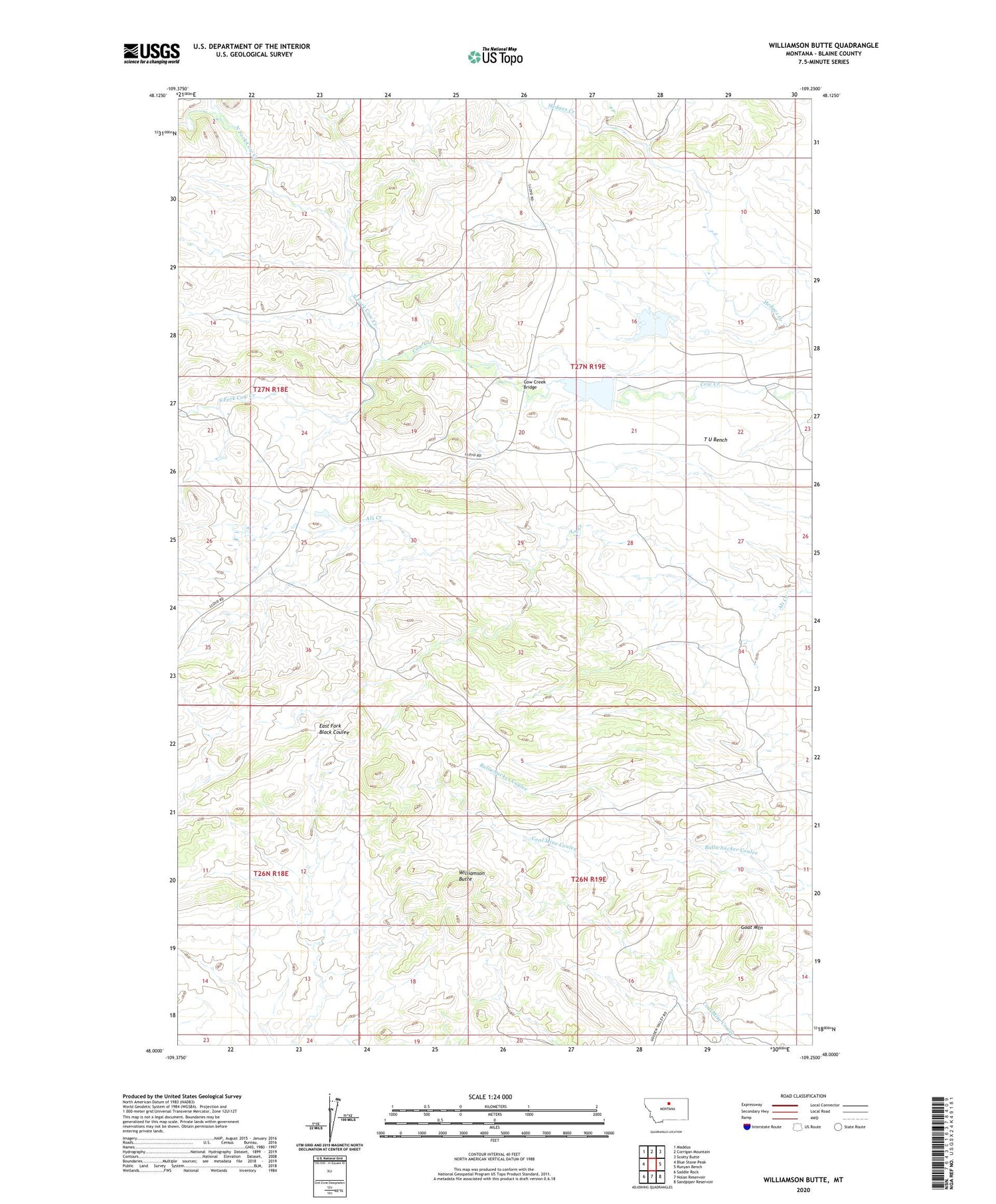 Williamson Butte Montana US Topo Map Image
