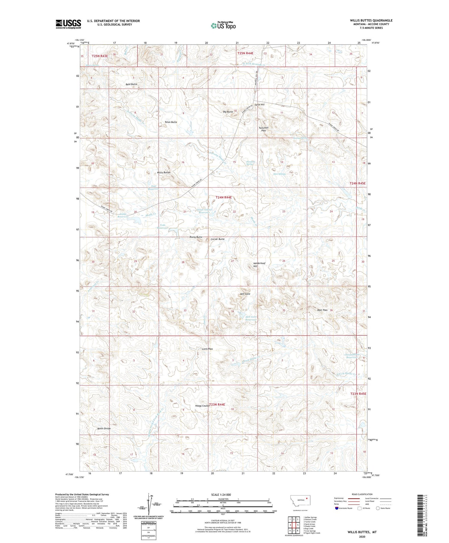 Willis Buttes Montana US Topo Map Image
